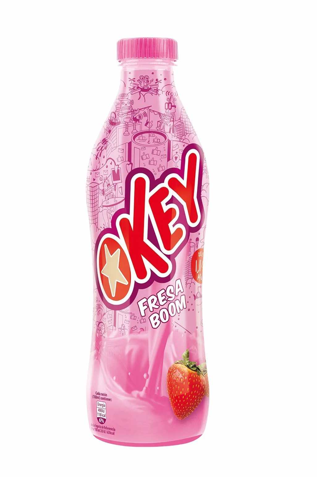 Okey Fresaction Batido Sabor Fresa 750 ml Pack de 6