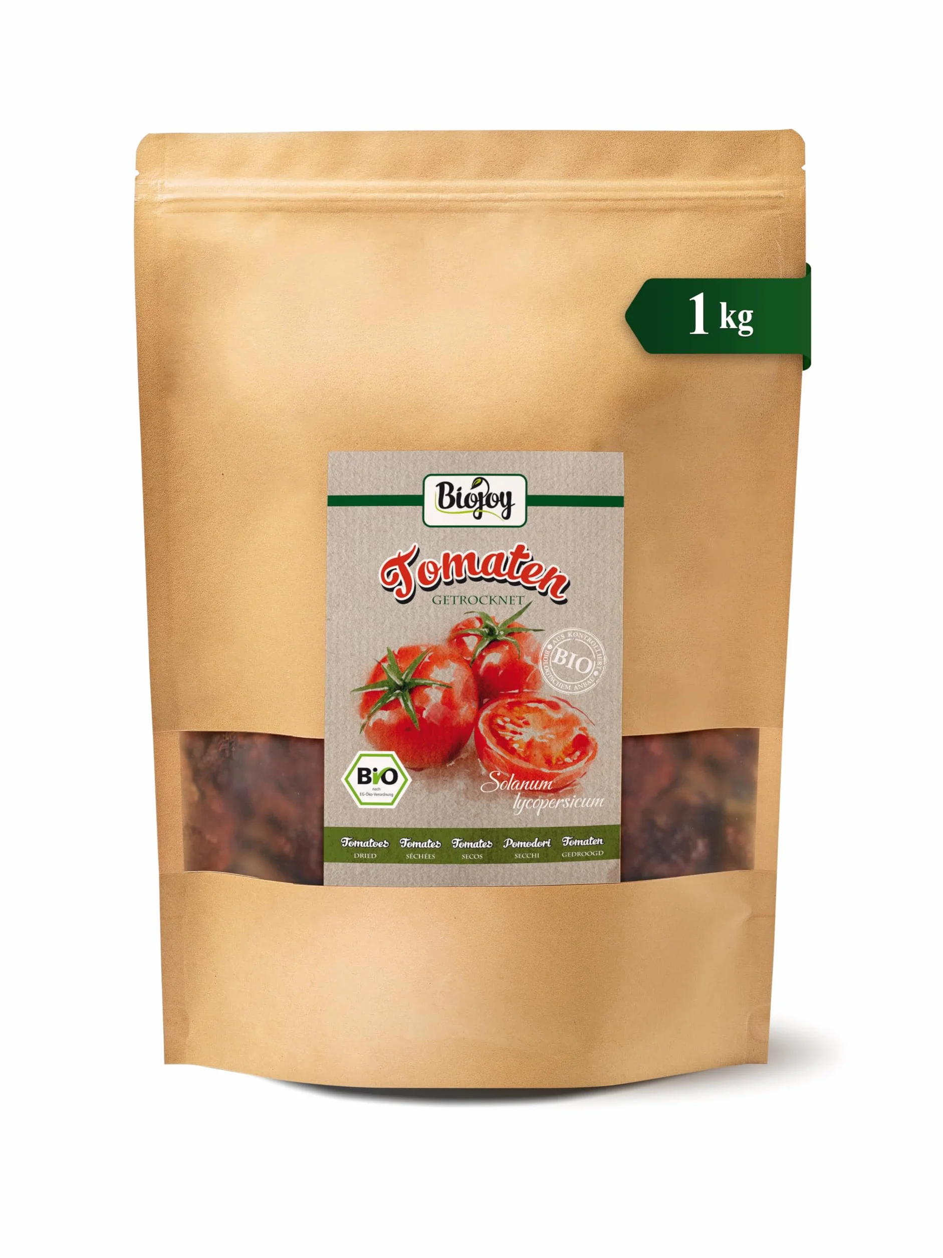 Biojoy Tomates secos BÍO sin aceite 1 kg sin conservantes sulfurosos 7% Sal de roc