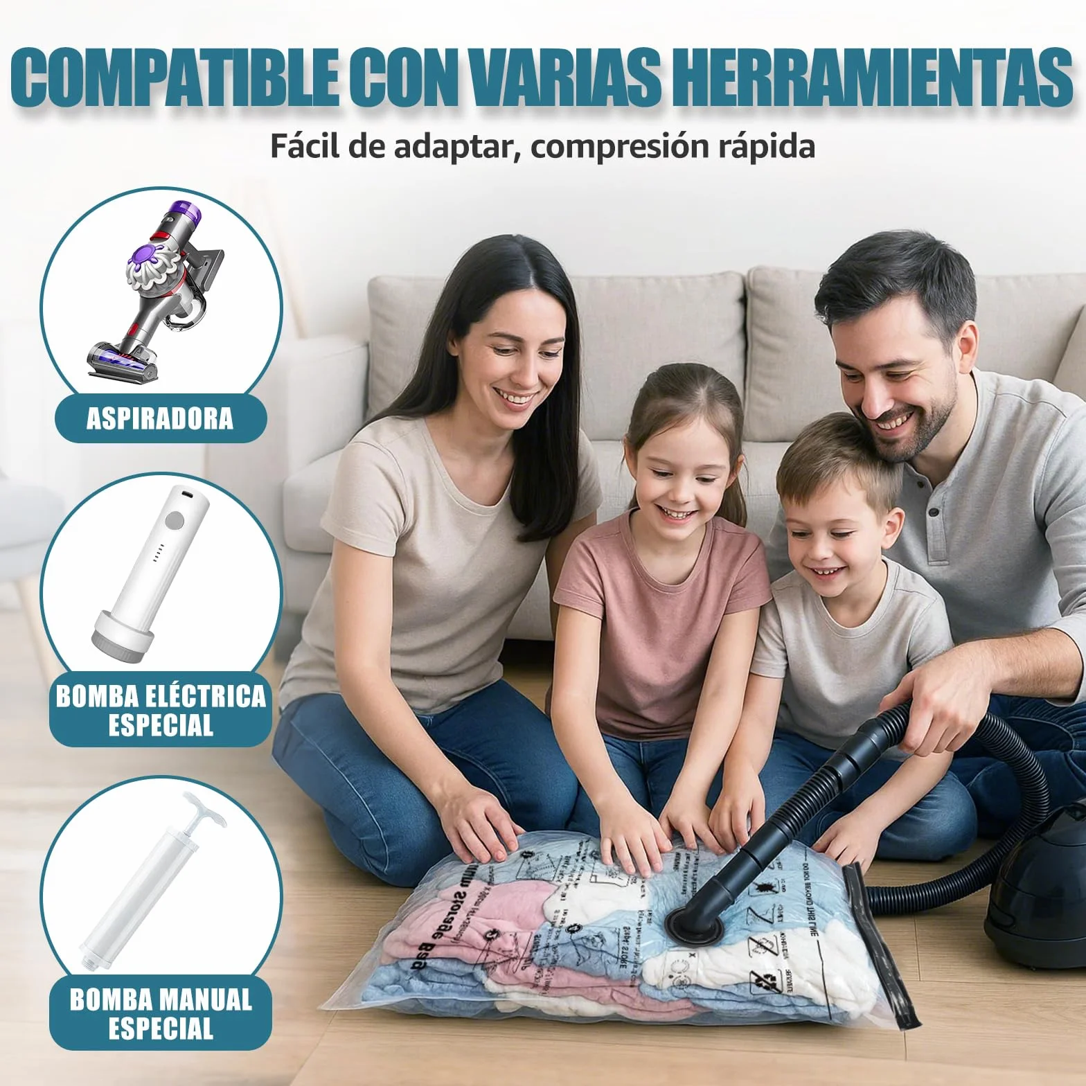 Bolsas de Almacenamiento al Vacío Accenter 5 Piezas 3XL 100x80cm 80x60cm Ahorra Espacio