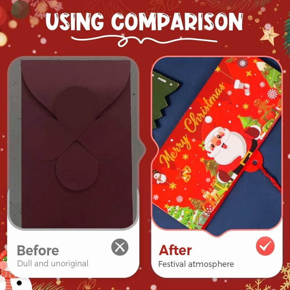 Genérico sobre para Regalos en Efectivo de Navidad, sobre para Dinero en Efectivo Premium DIY con 10 Ranuras, Sobres Sorpresa para Dinero (Multicolor-3 Piezas)
