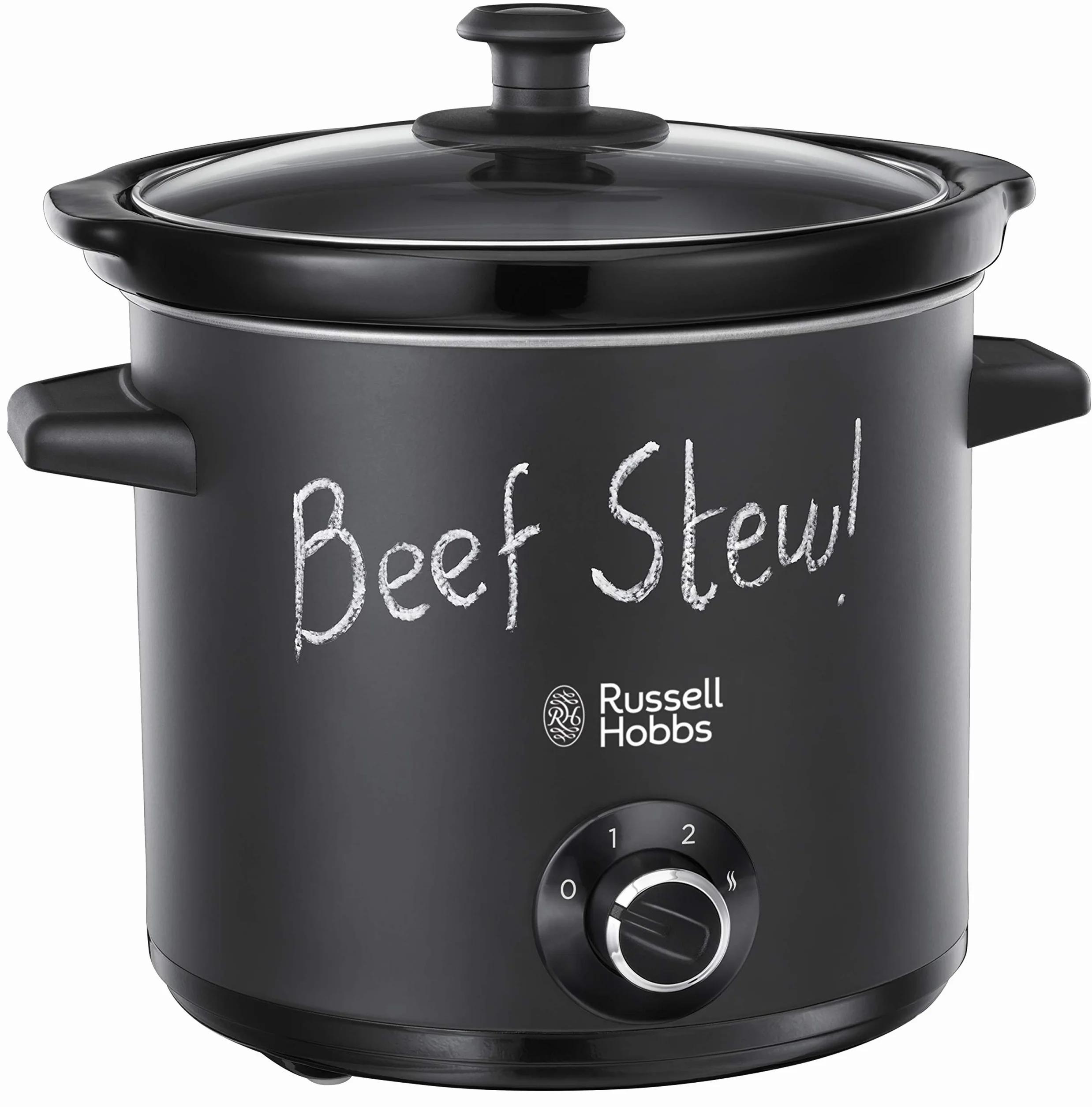 Russell Hobbs Olla de Cocción Lenta Chalkboard - Capacidad 3,5 L, 4 Raciones, 3 Temperaturas, Cazuela de Cerámica, Fácil Limpieza, Tapa Cristal, Cuerpo con Revestimiento de Pizarra, Negro - 24180-56