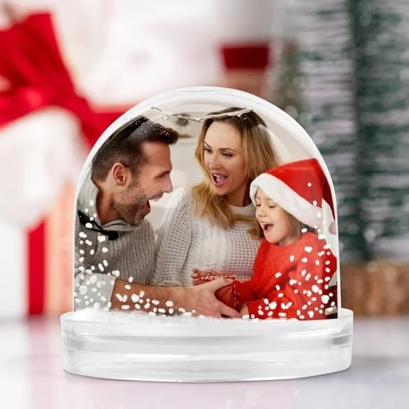 Bola de Nieve Personalizada con Foto Transparente Regalo Navideño Decoración
