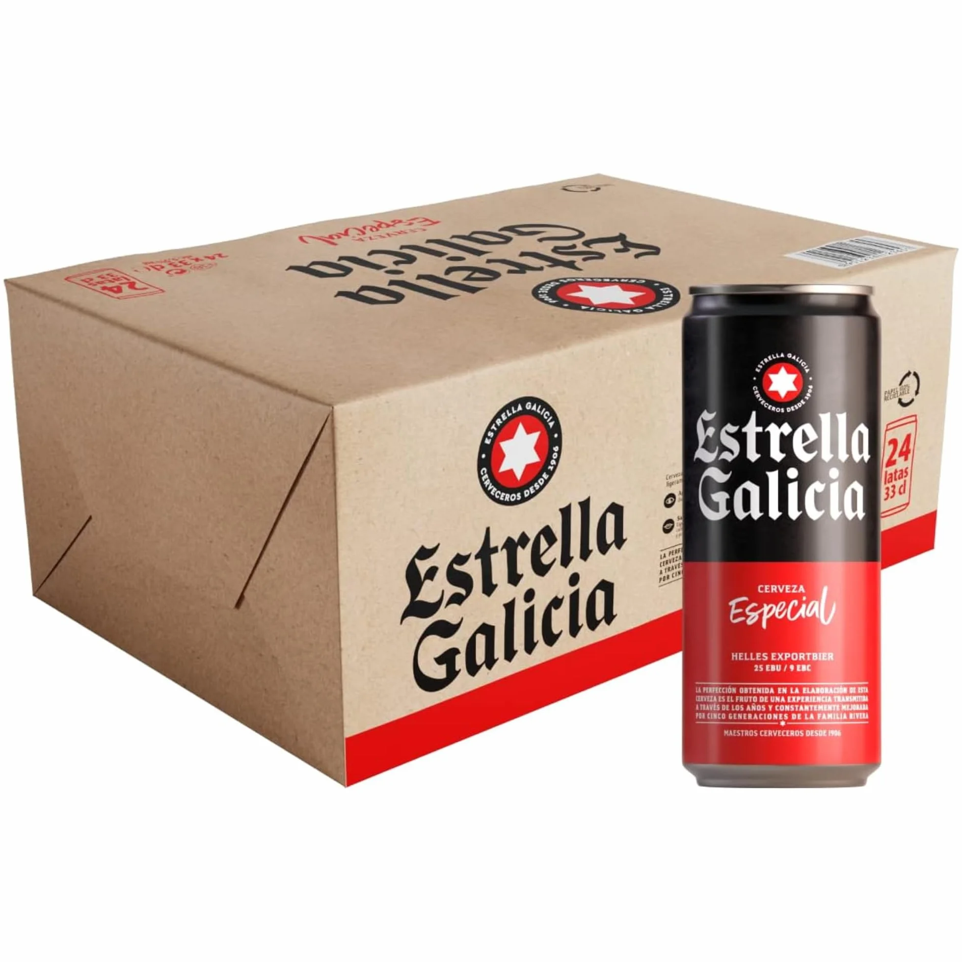 Estrella Galicia Especial Cerveza Lager Premium Pack 24 Latas 33 cl 5,5% Vol