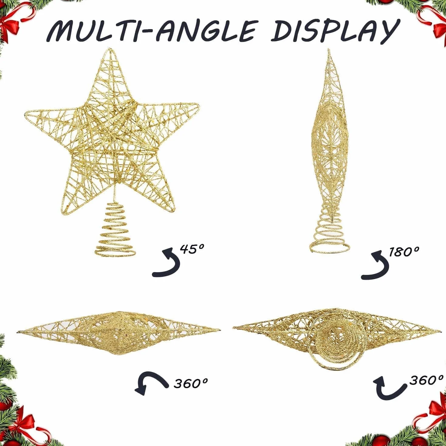 SULOLI Estrella para Àrbol de Navidad，Árbol de Navideña Topper，20 * 25cm Estrella Decoracion Navidad, Hogar, Fiestas Festivas