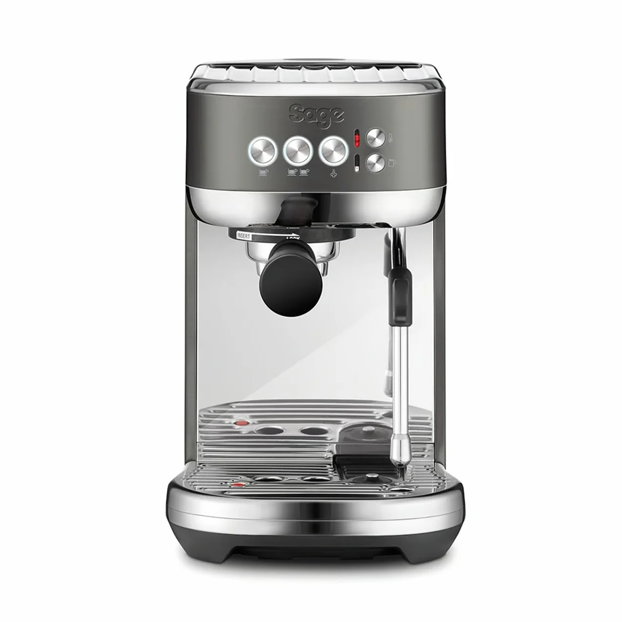 Sage - The Bambino Plus - Cafetera Express Compacta con Espumador de Leche Automático - Cafetera Semiautomática con Preinfusión y Calentamiento Rápido en 3 Segundos - Acero Inoxidable Negro