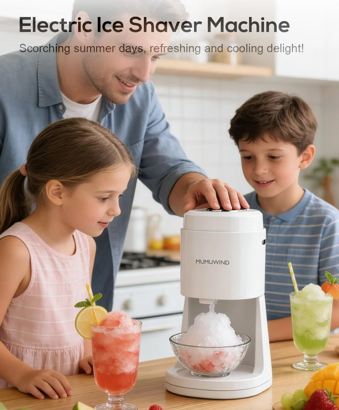 Picadora de hielo eléctrica, Máquina para hacer granizados, Trituradora de hielo (white)