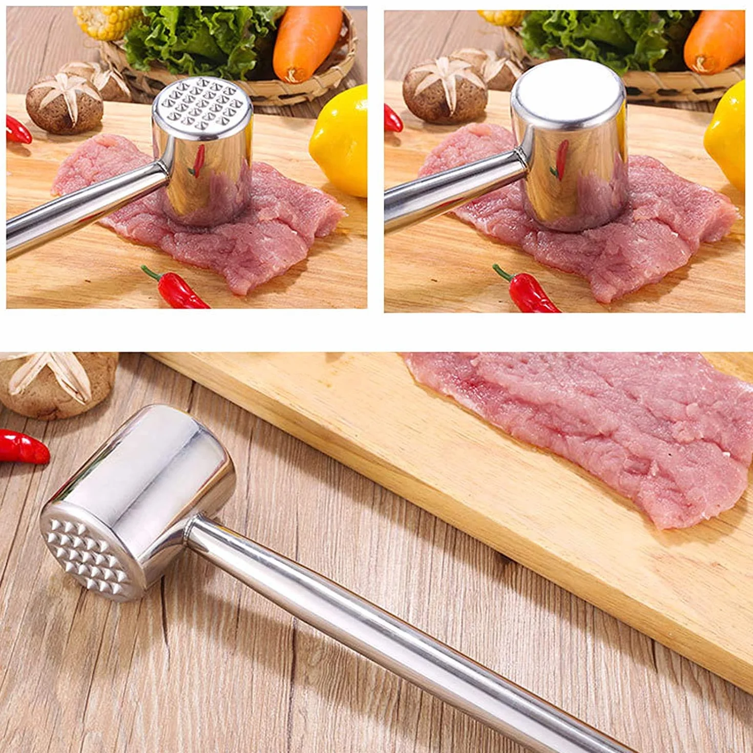 Ablandador de carne Martillo acero inoxidable 304 doble cara para filetes