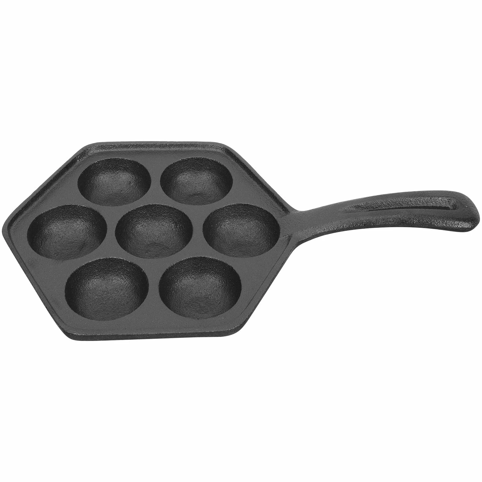 Tofficu Molde para Takoyaki de Hierro Fundido Negro, Diámetro 5, 5 Cm | Revestimiento, Resistente al Desgaste, Mango Aislante del Calor, para Barbacoa al Aire Libre y Familia
