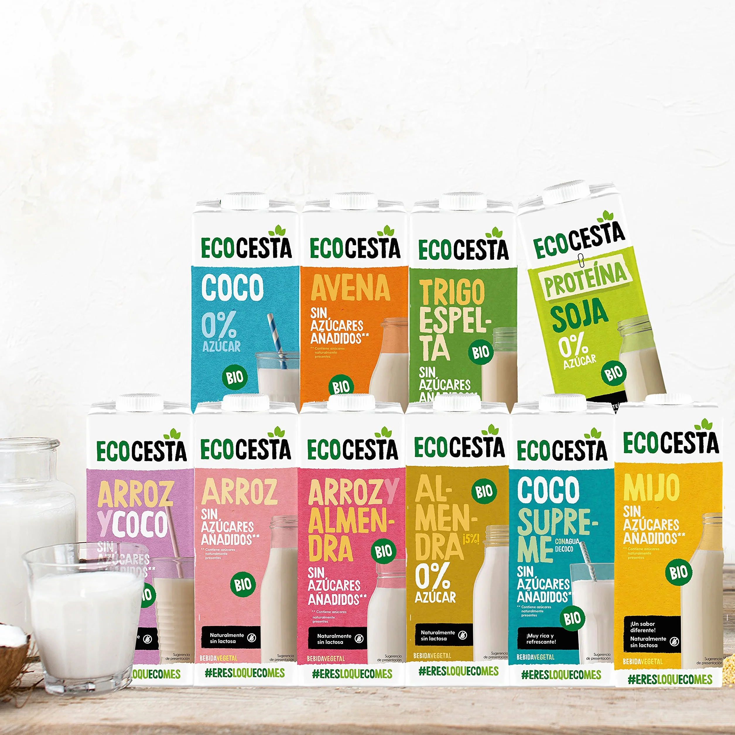 Ecocesta Bebida Ecológica Vegetal de Almendra Pack 6 x 1 L Sin Azúcar Añadido Sin Gluten Vegano