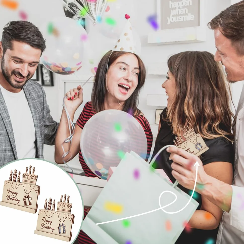 FINGERINSPIRE 2 soportes de madera para dinero, regalo de feliz cumpleaños, regalo de dinero, almendra blanqueada, soporte para dinero en efectivo, idea de regalo original de madera para cumpleaños,