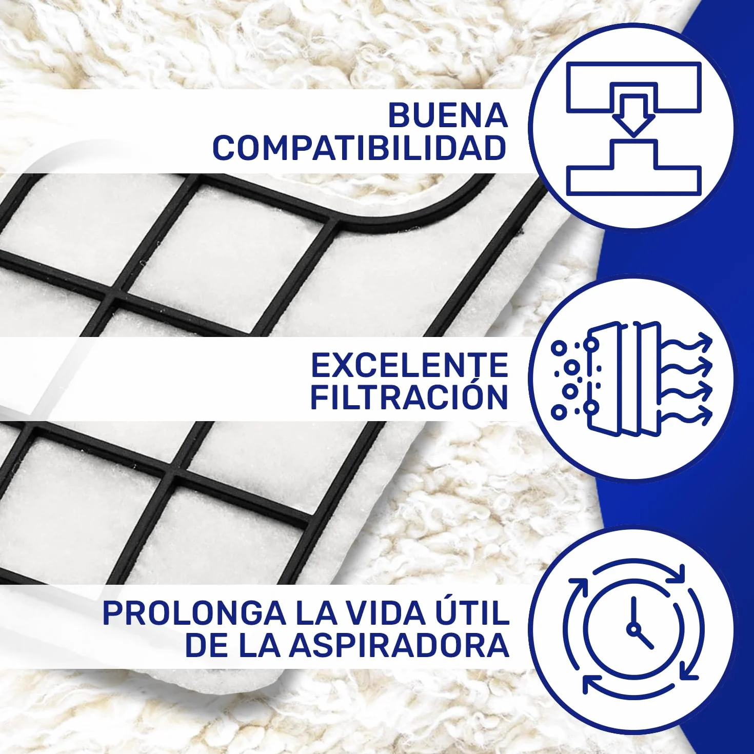 2 Piezas Filtro Aspiradora para Proteger Motor para Vorwerk Kobold VK135 VK136 - MONTERAL
