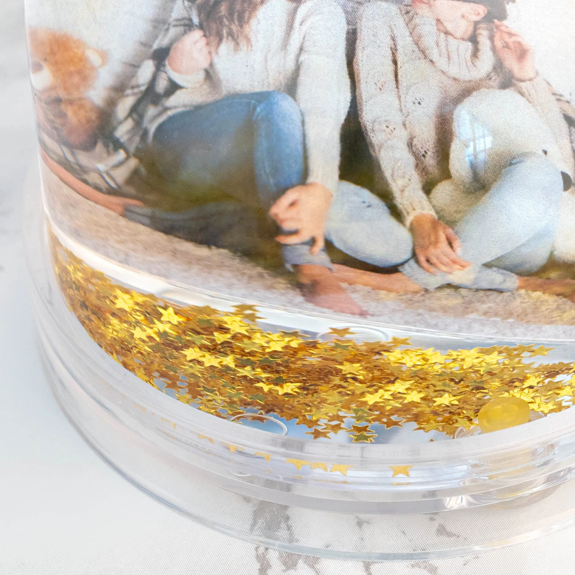 Wanapix Bola de Estrellas Personalizada 8,5ø x 9cm Esférica con 2 Fotos Regalo Original San Valentín