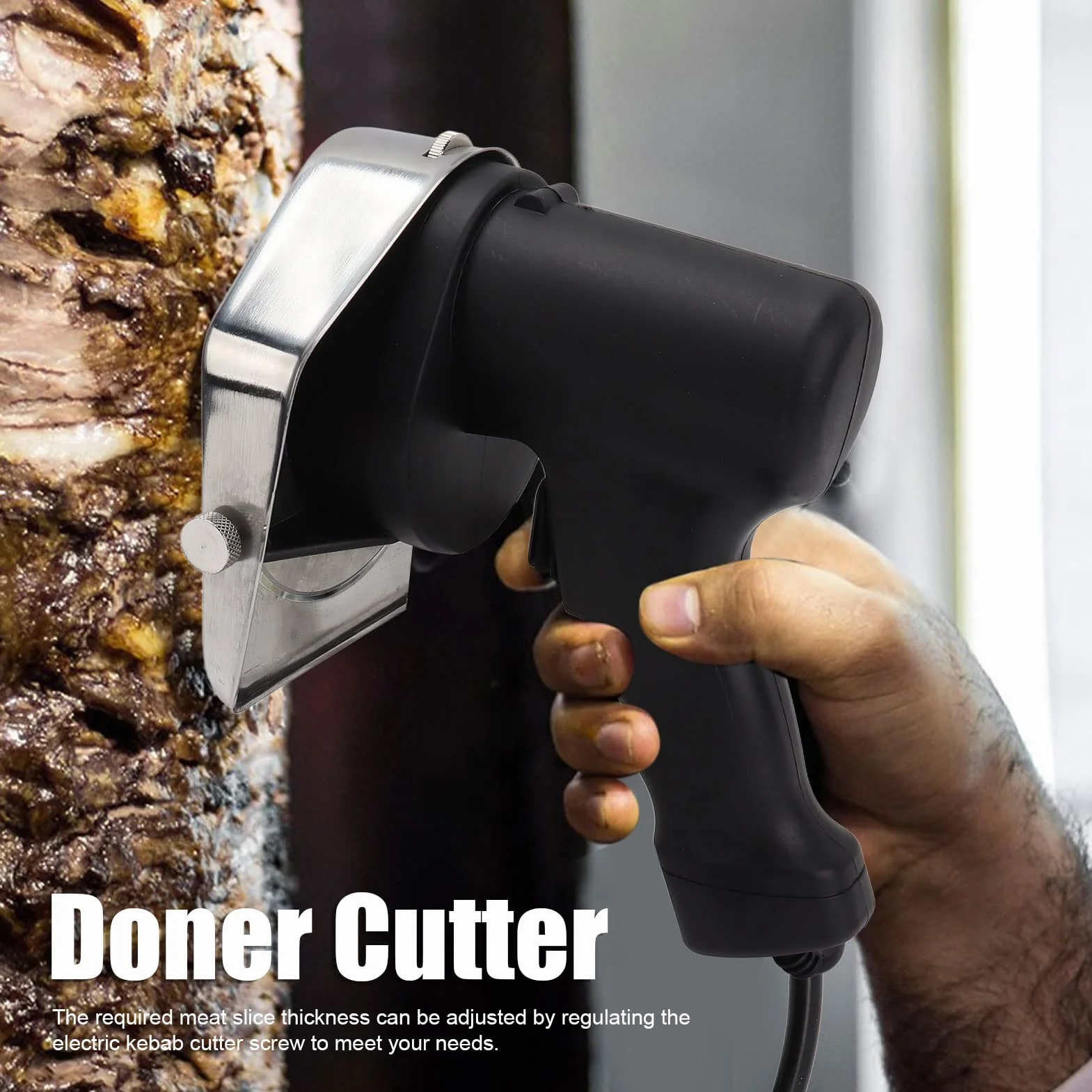Qcwwy Cuchillo Eléctrico de Kebab y Shawarma Doner, para Giroscopios y Carne en Rodajas, Ideal para Tiendas y Restaurantes