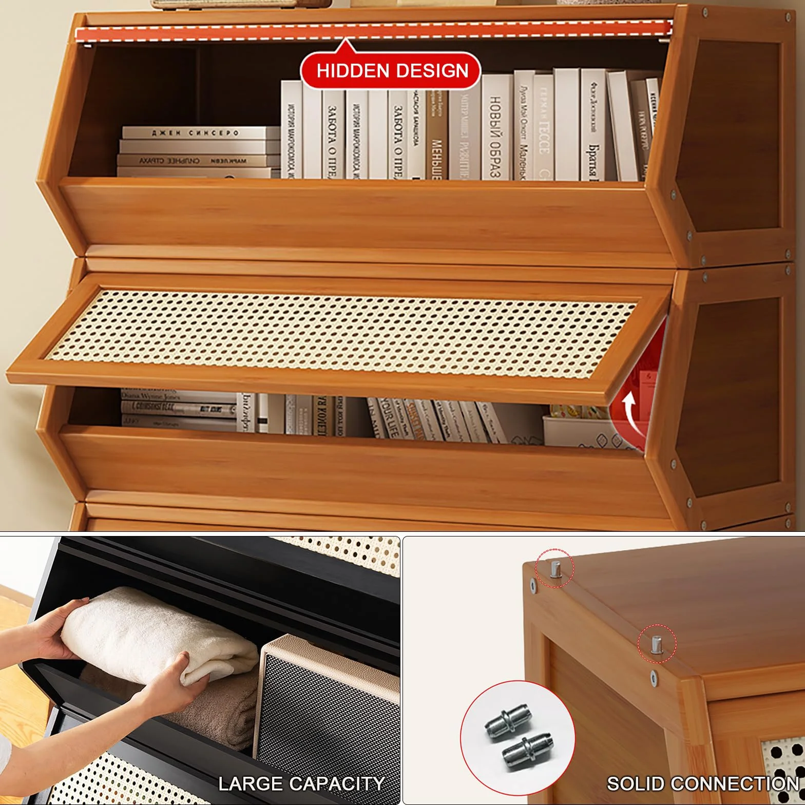 Baúles de Almacenamiento apilables de Madera Maciza, Caja de Almacenamiento Modular, organizadores de Almacenamiento para Armario, Armario de Entrada para Libros, bocadillos, Juguetes