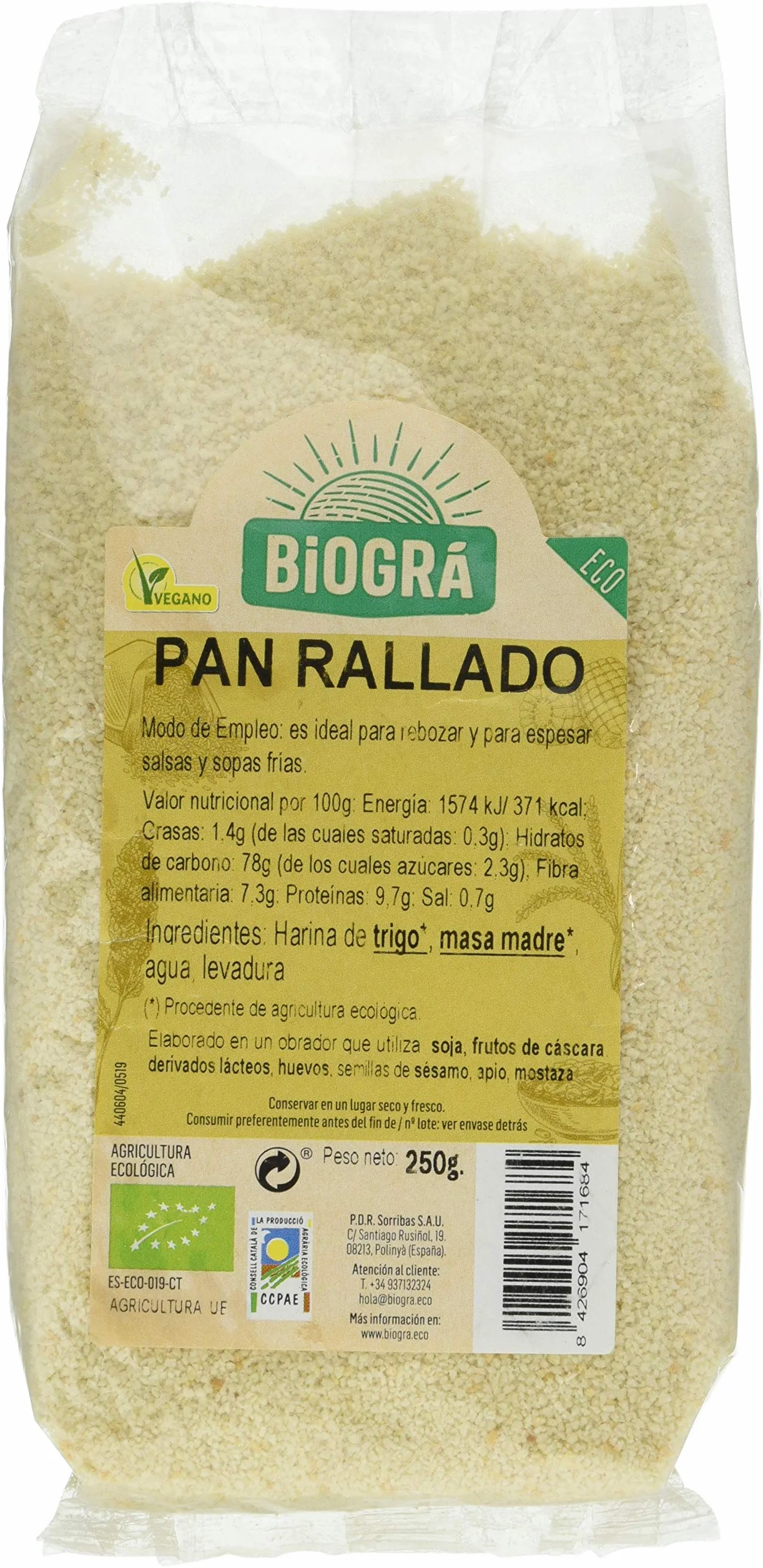 BIOGRA PAN RALLADO PARA REBOZAR 250G BIO