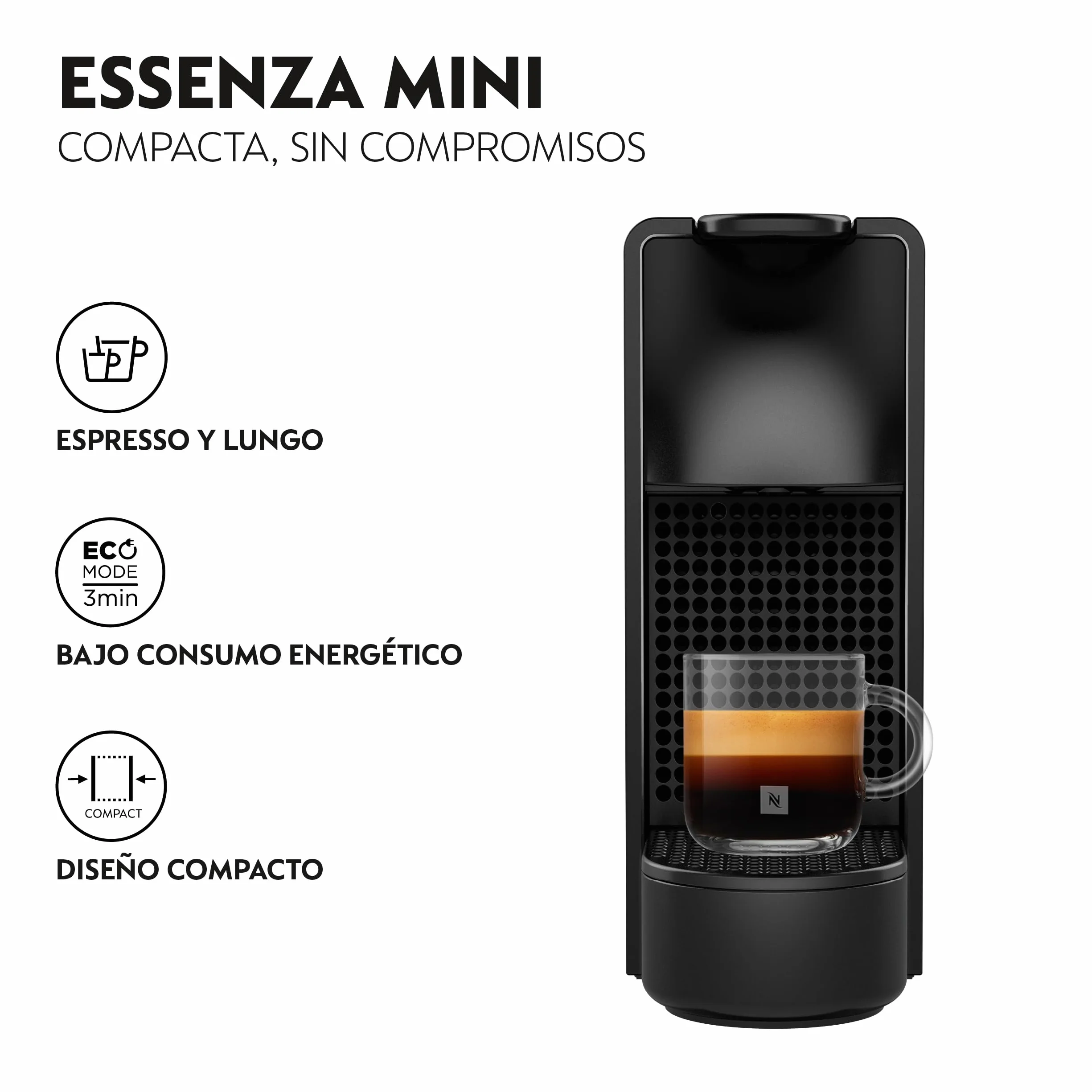 Krups Nespresso Essenza Mini Cafetera de cápsulas, 1260 vatios, 0.6 litros, negra