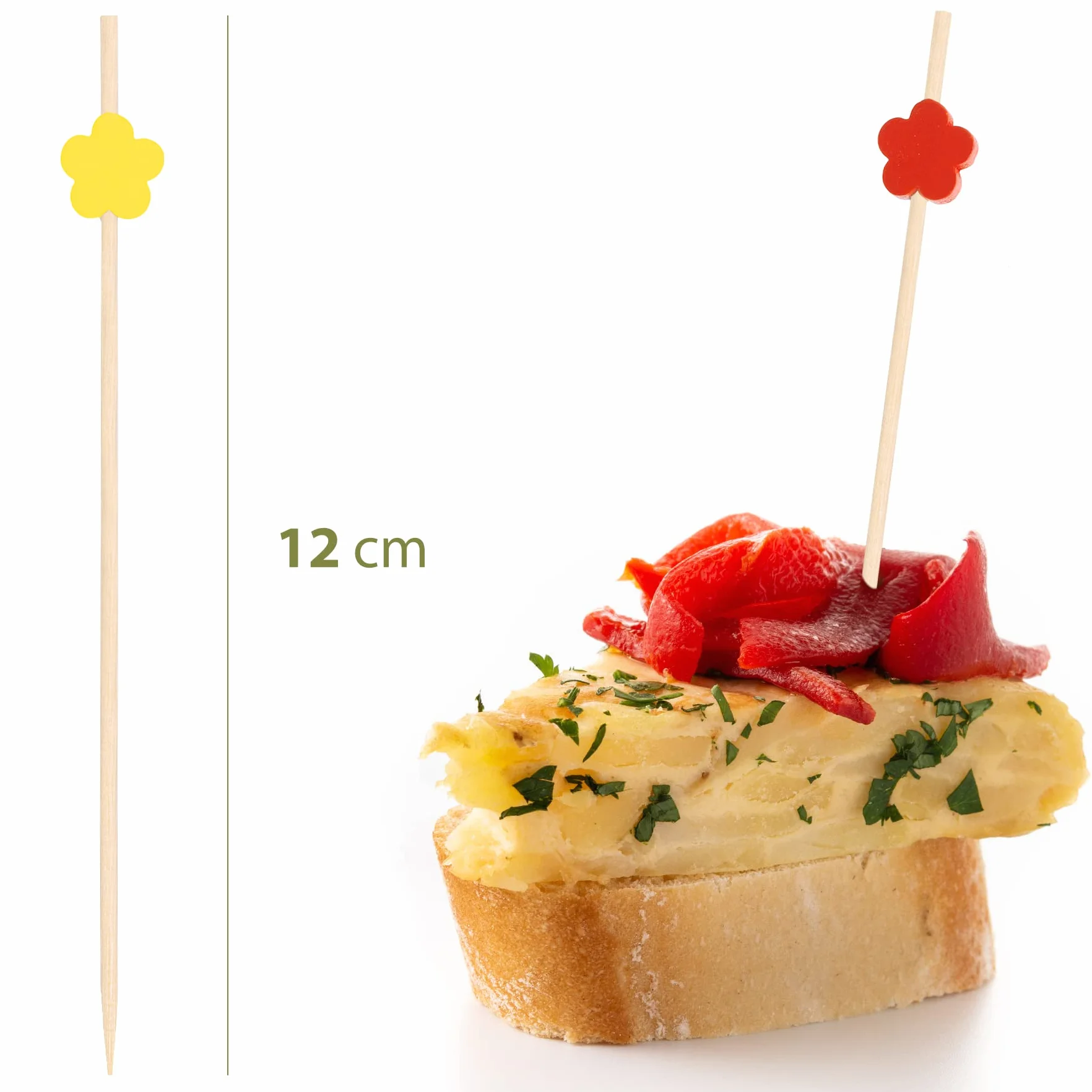 Palillos de Cóctel 12cm Bambú Ecológicos 50/100/300 Piezas Pinchos Decorativos