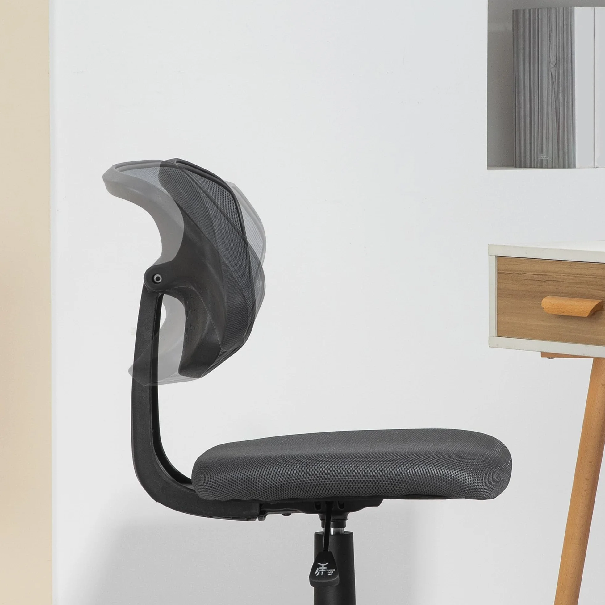 HOMCOM Silla de Oficina Ergonómica sin Brazos Giratoria Respaldo Malla Transpirable Altura Ajustable 120 kg Gris