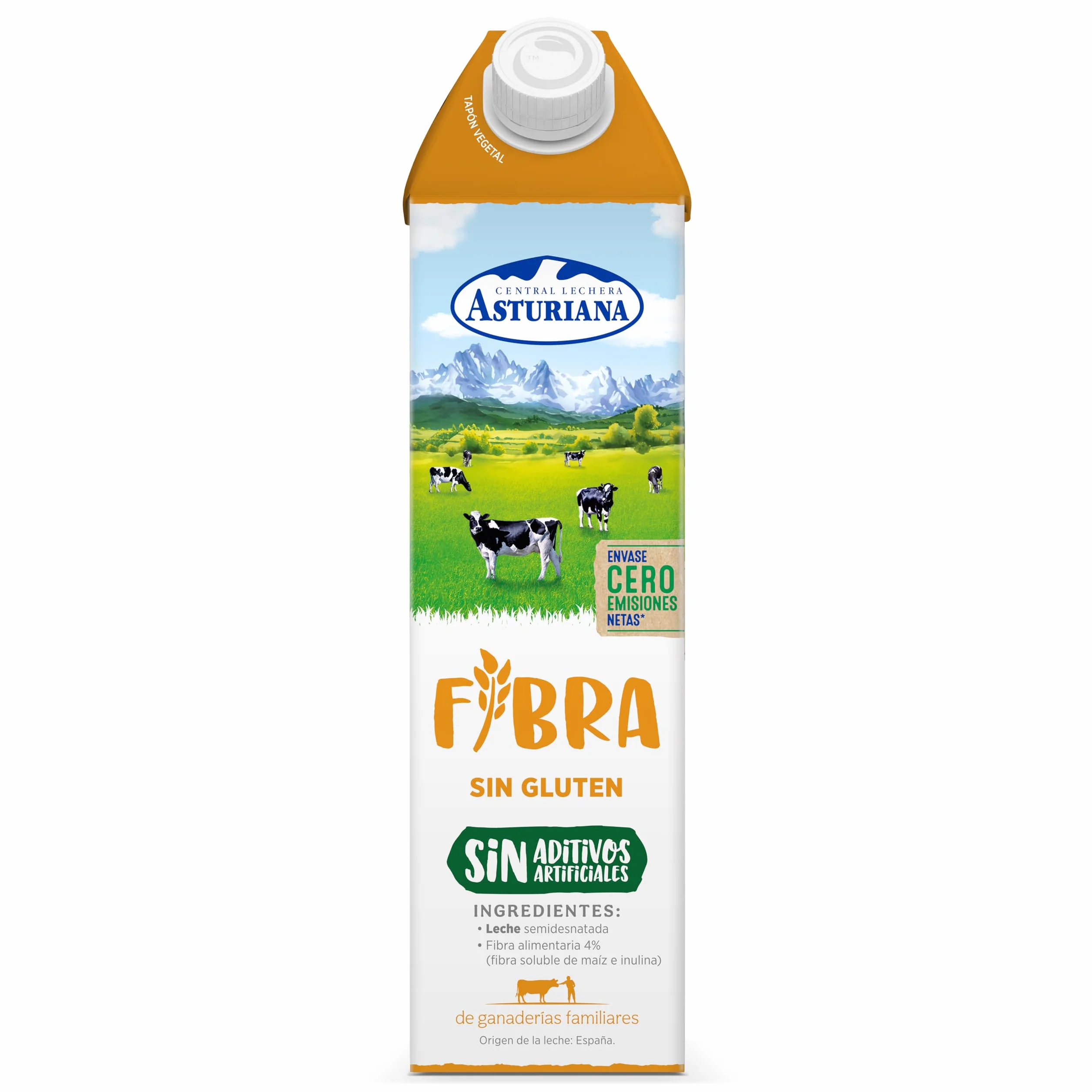 Central Lechera Asturiana Leche Semidesnatada Fibra Pack 6 x 1L