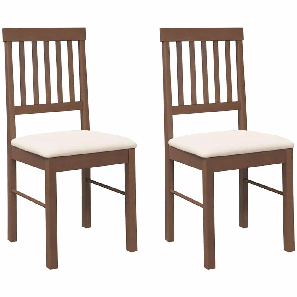 vidaXL sillas de comedor cojines 2 unids marrón madera maciza caucho