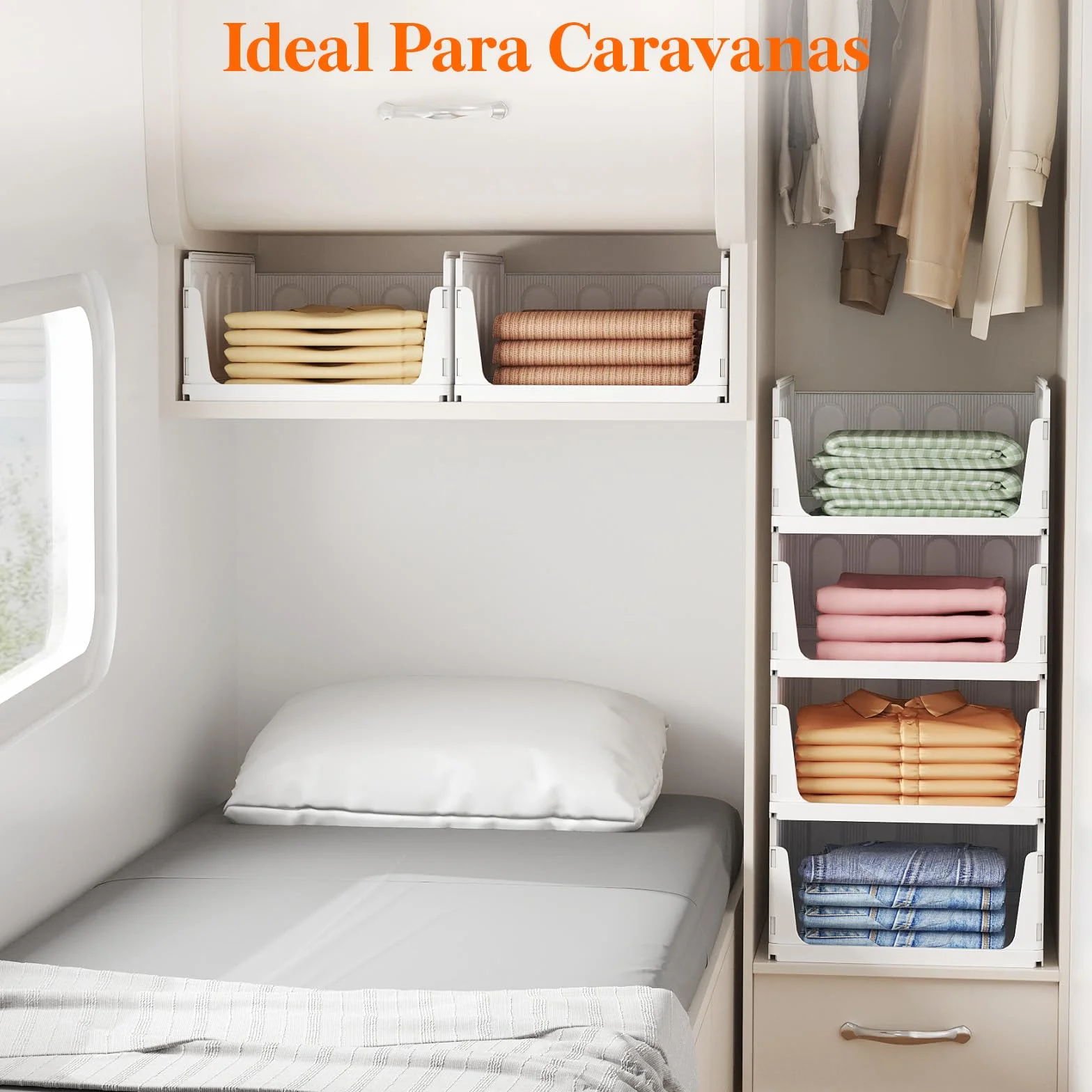 Lifewit Cajas de Almacenaje Extensibles Apilables 24L Blanco 5 Pack