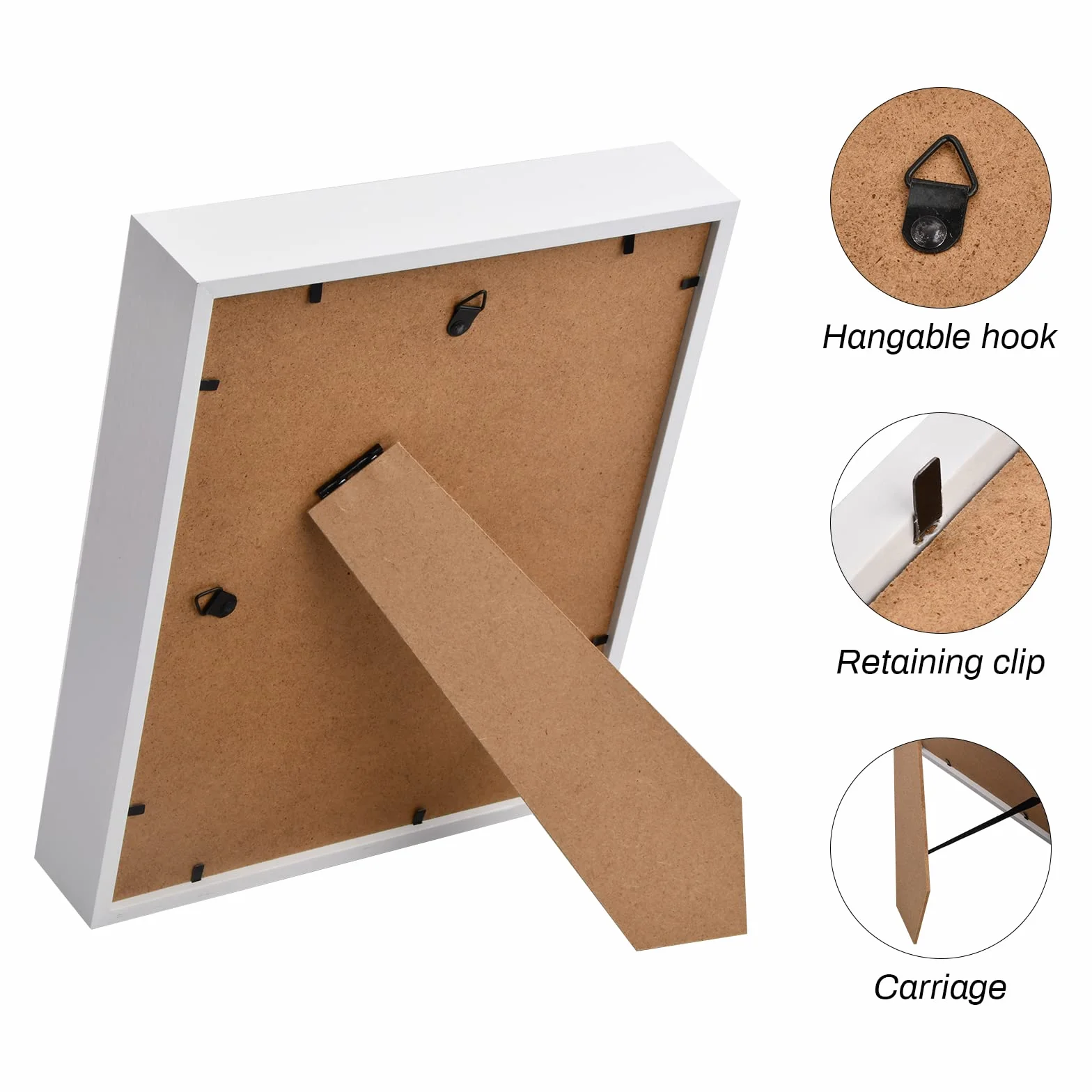 Marcos de Cuadros 3D de Madera A4 22,7x31,4cm para Pared y Mesa (Negro 3CM)