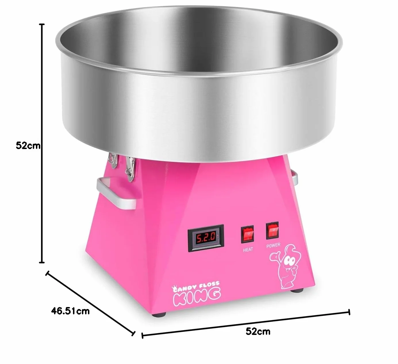 Royal Catering RCZK-1030-W-R Máquina de Algodón de Azúcar Industrial 1200W 52 cm Acero Inoxidable Rosa