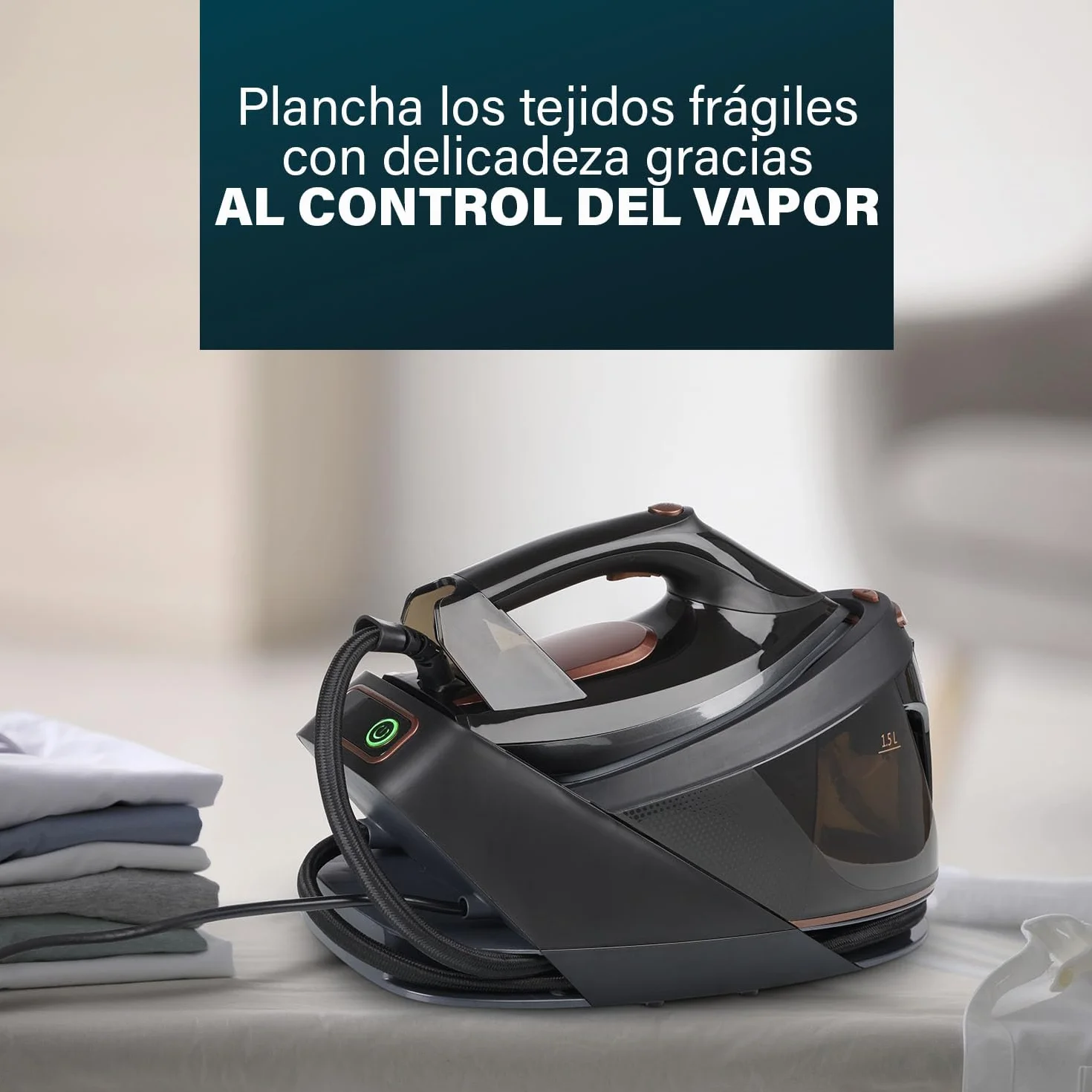 Princess Centro de Planchado, 3000 W, Hasta 7,5 bar, Depósito 1,5 l, Suela Cerámica, 70 g/min Vapor, 250 g/min Golpe, Antical, Apagado Automático, 323091