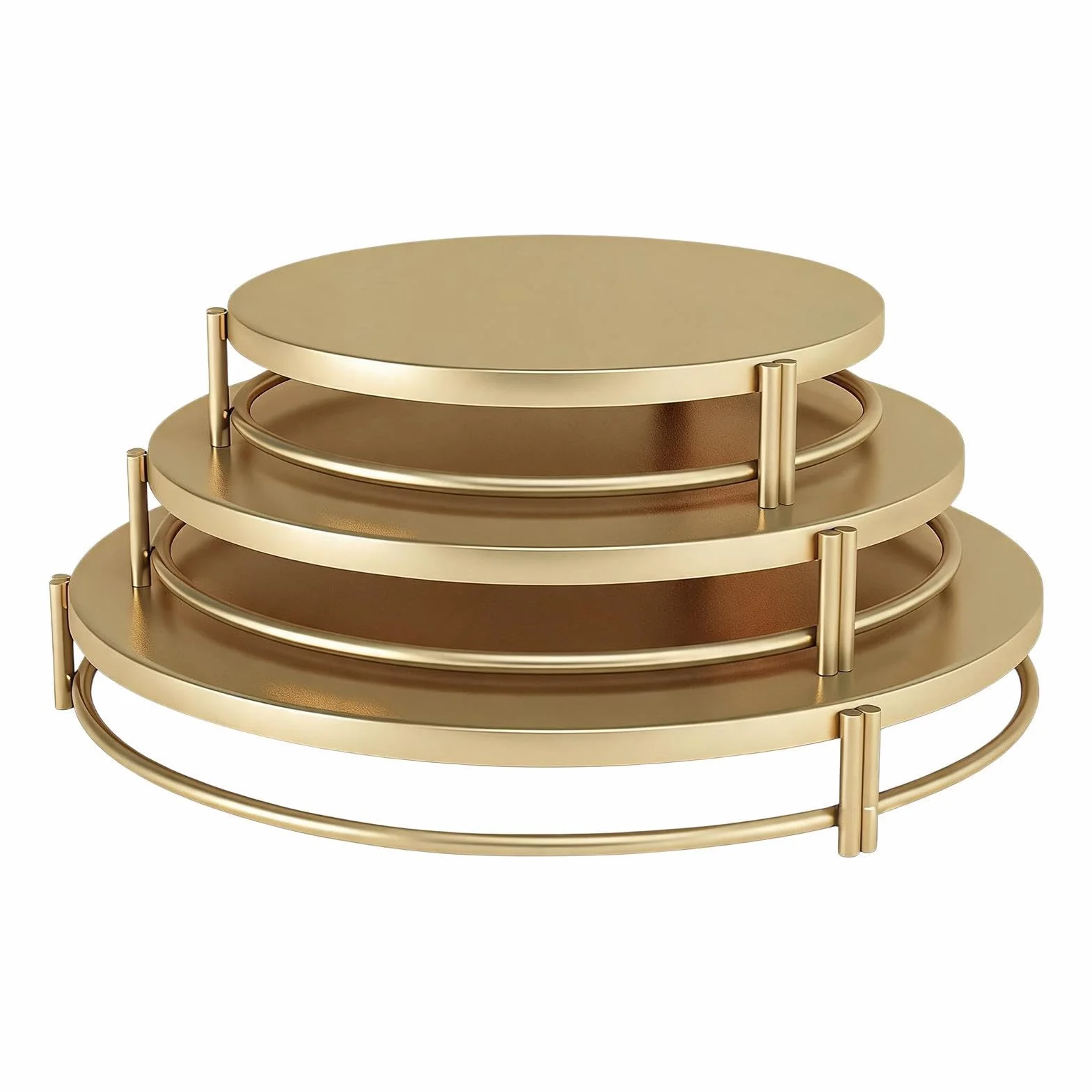 Soporte de Tartas Bandeja de Acero Inoxidable Dorado 3 Piezas para Postres | Expositor De Pasteles para Charcutería Galletas Aperitivos Postres Repostería Bodas