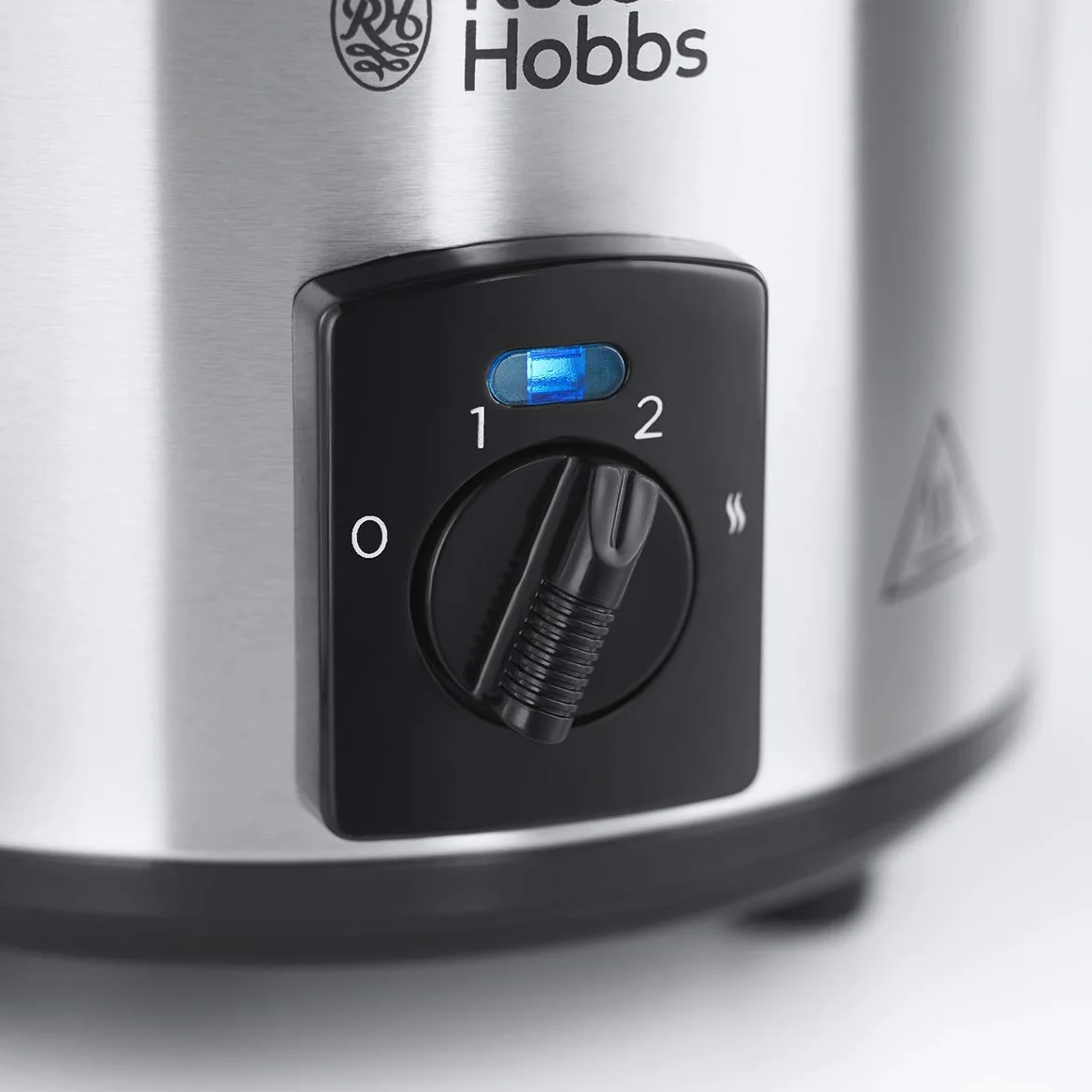 Russell Hobbs Olla de Cocción Lenta Compact Home - Capacidad 2 L, Diseño Compacto, 3 Temperaturas, Cuerpo de Acero Inoxidable, Cazuela Extraíble de Cerámica, Tapa de Cristal, Plata - 25570-56