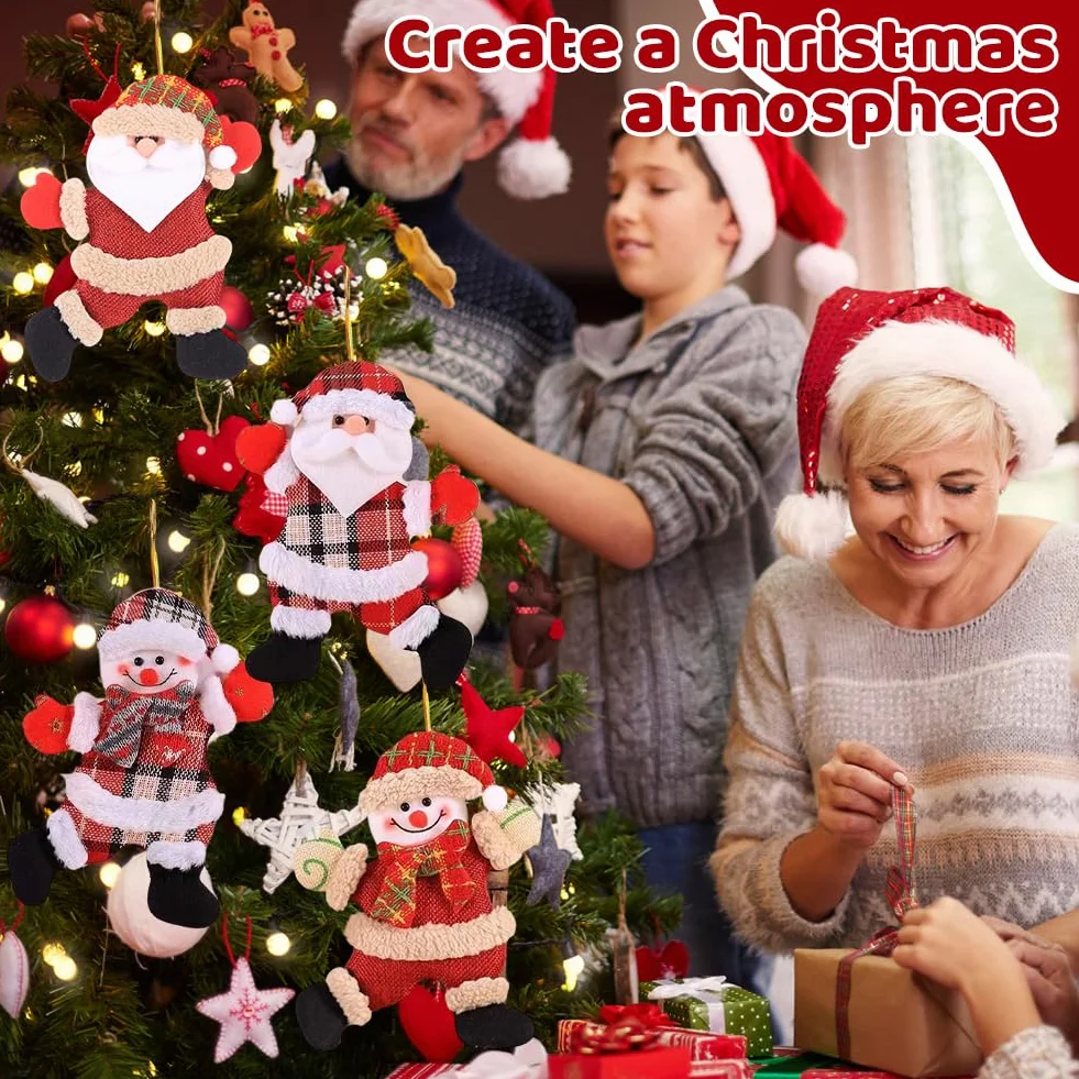 Adornos Navidad Árbol 8 Piezas Divertidos Muñecos Noel Muñeco de Nieve Oso Colgante Decoración
