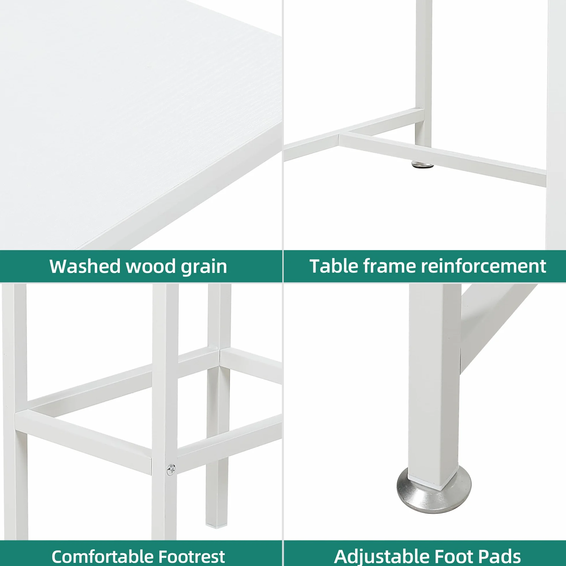 YITAHOME Juego de Mesa de Bar con taburetes de Bar, Mesa de Bar de 3 Piezas, Mesa de Comedor con 2 taburetes, 3 estantes, Taburete de Bar con Marco de Metal, Blanco