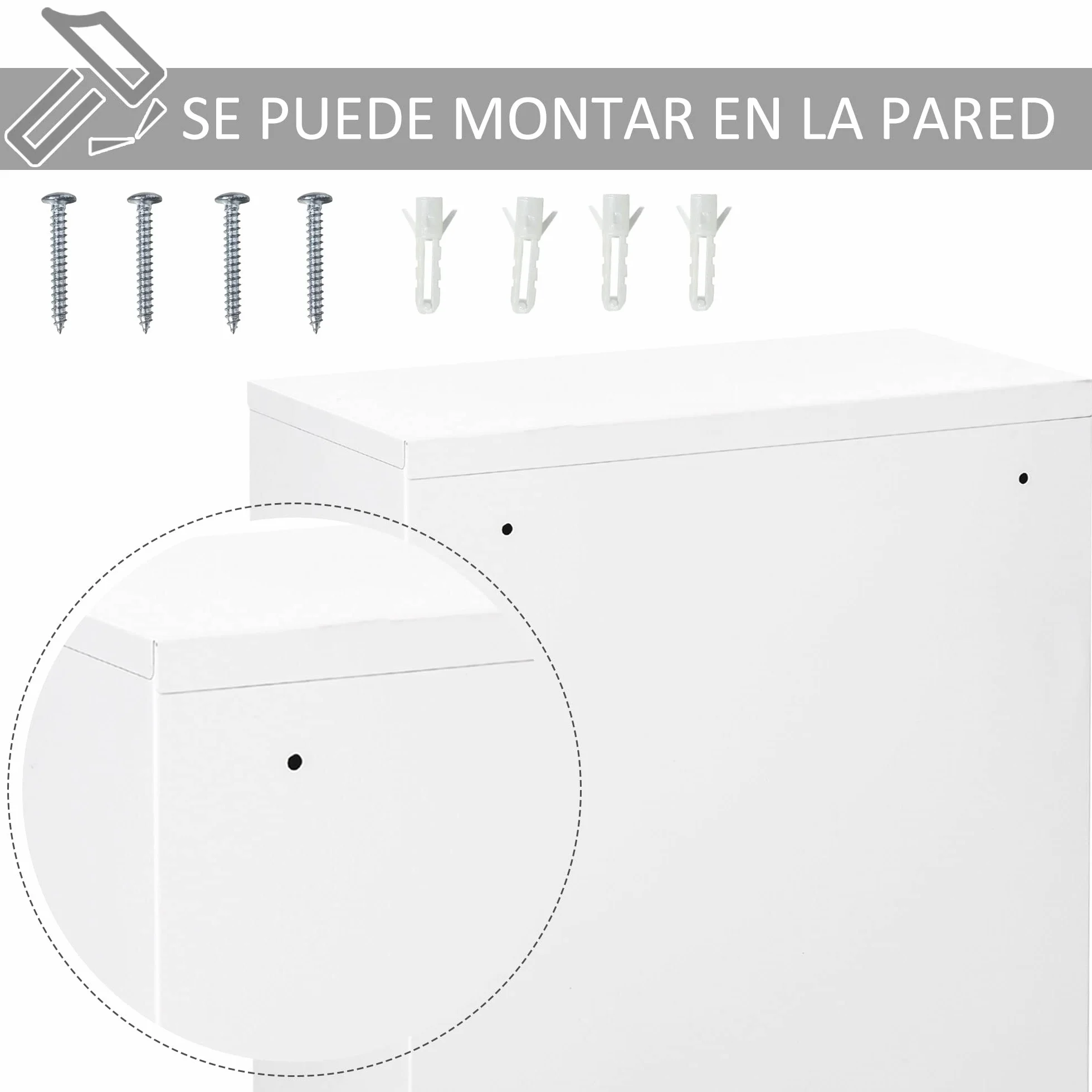 Kleankin Armario Botiquín de Pared de Metal 3 Estantes 40x18x60 cm Blanco