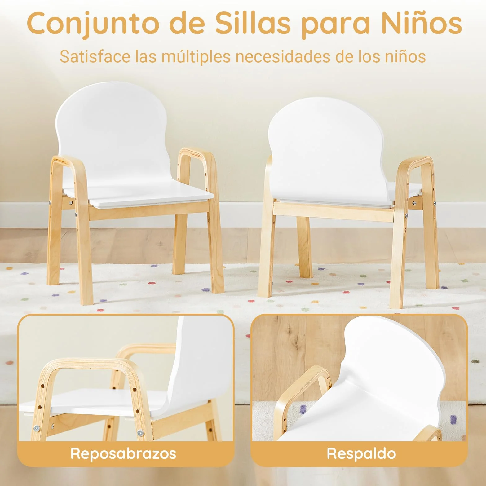SoBuy KMB24-Wx2 Set de 2 Sillas Infantiles Silla para Niños con 4 Alturas de Asiento Diferentes 23-35 cm ES
