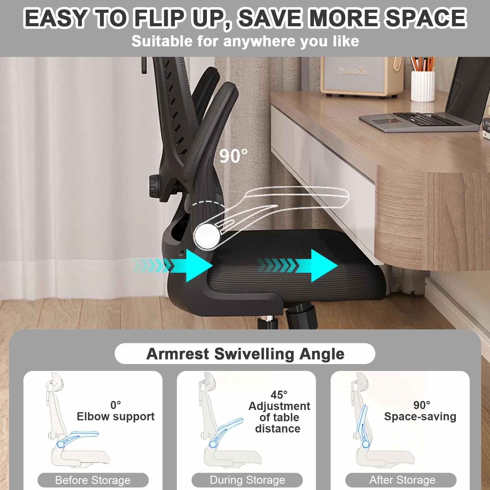 LEVIPE Silla de Oficina Ergonómica con Soporte Lumbar, Reposabrazos y Reposacabezas Ajustable, Respaldo Alto Giratoria