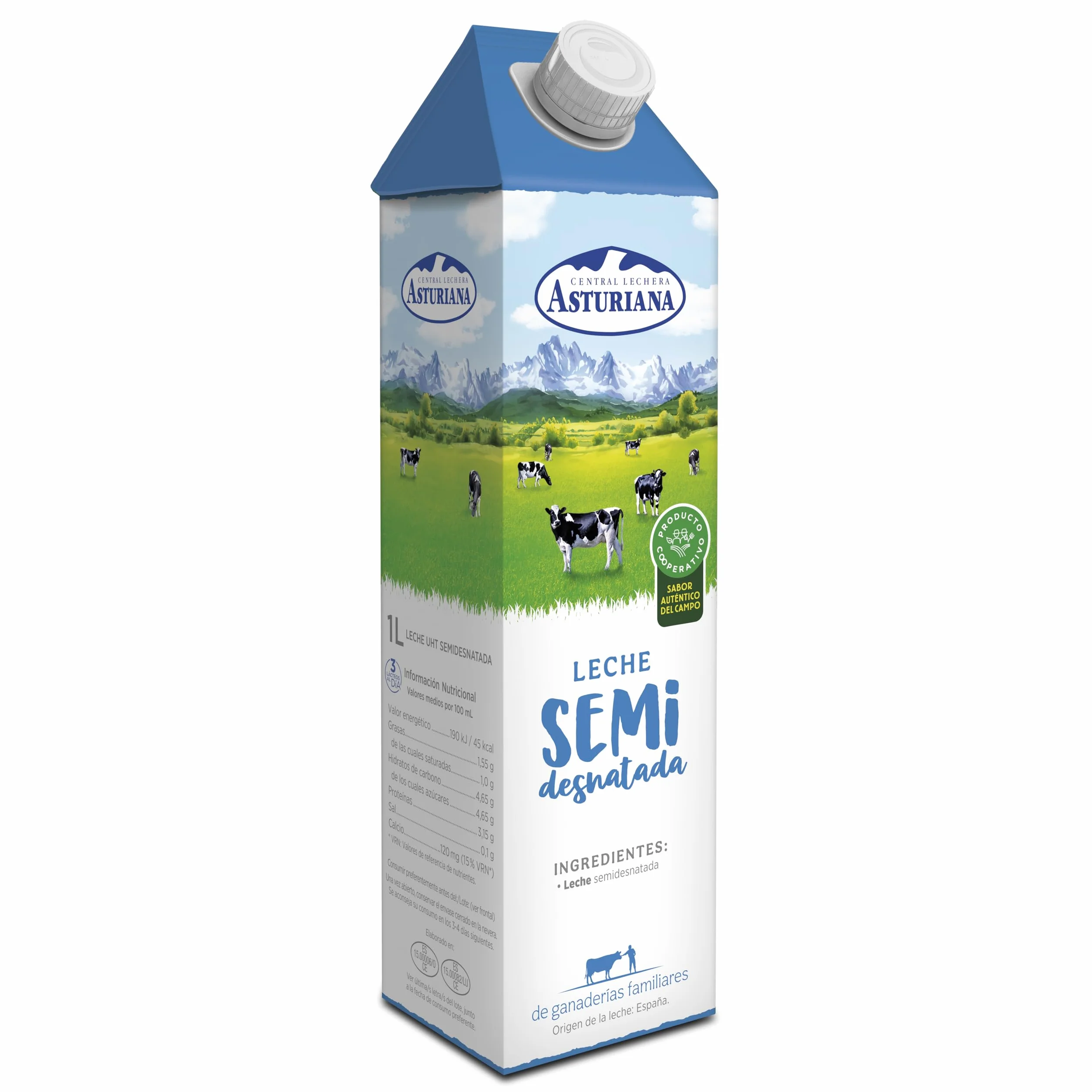Central Lechera Asturiana Leche Semidesnatada Pack 6 x 1L