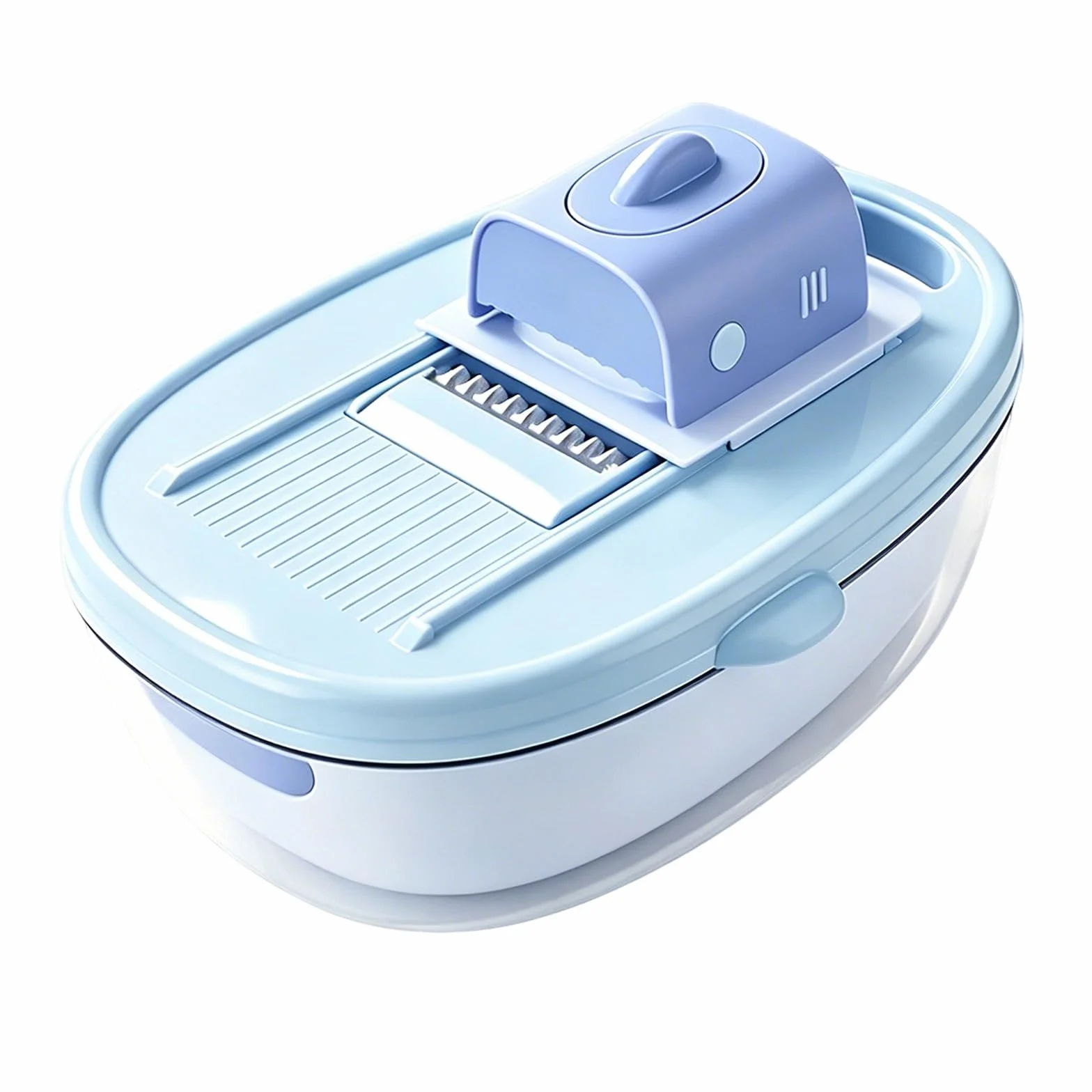 Multifuncional Cortador de Verdura Manual 6 en 1, Mandolina de Cocina Profesional, Gran Capacidad, con 6 Grosores Corte, Soporte para Alimentos y Recipiente Recolector