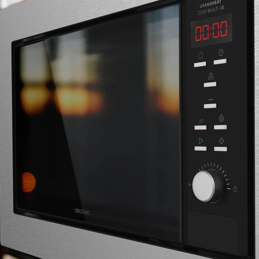 Cecotec Microondas encastrable Digital GrandHeat 2350 Built-In SteelBlack. 900W, Integrable, 23 Litros, Grill, 9 funciones preconfiguradas, Quick Start, Temporizador