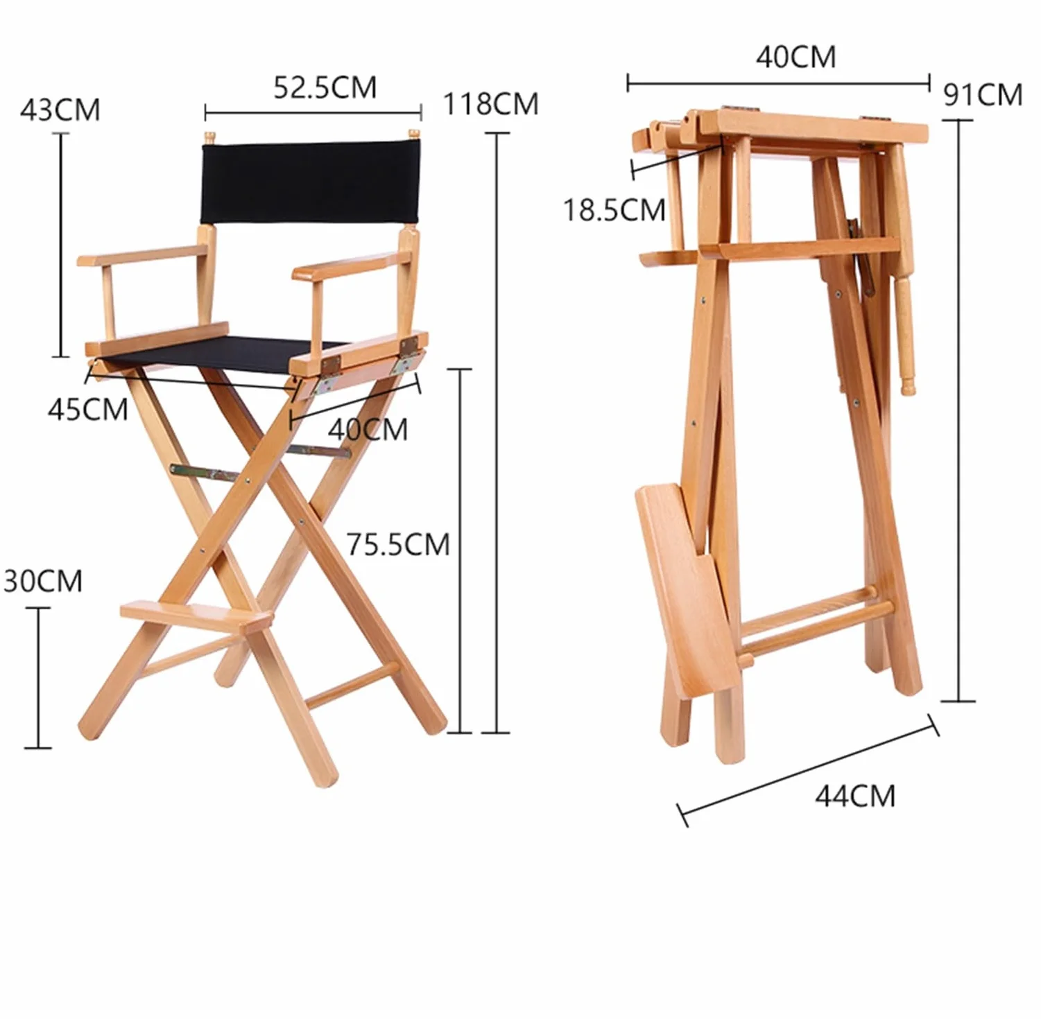 Silla de Director Silla de Artista de Maquillaje, Silla de Director Plegable, Silla portátil de Madera, Silla de Artista de Maquillaje Plegable (Color : Red)
