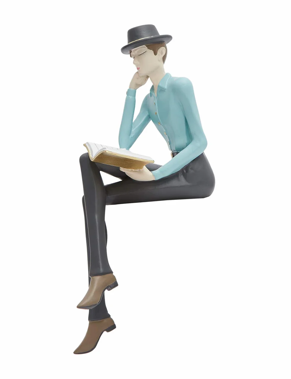 HAUCOZE Figura de Hombre con Lectura Escultura Moderna Arte Decoración Interior Estatua Hogar Regalo para Salón Dormitorio Oficina Resina 23cm | Colorido adorno de resina para centro de mesa, arte hecho a mano, regalo para familiares, amigos y amantes