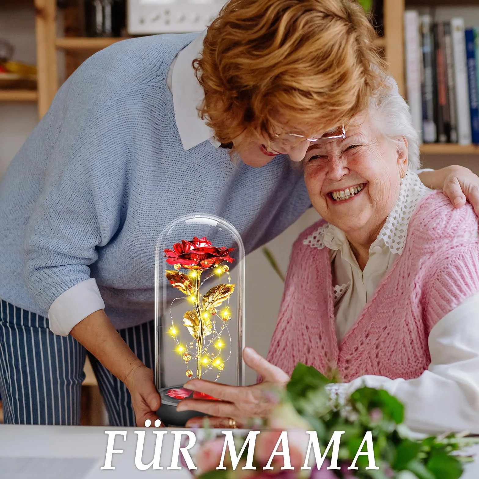 BOLEi Rosa eterna para Ella, Rosa de la Bella y la Bestia, Rosa eterna en Cristal con LED, Boda para Ella, Regalos de cumpleaños para Ella, Regalo de Rosa preservada para Ella, mamá, Abuela