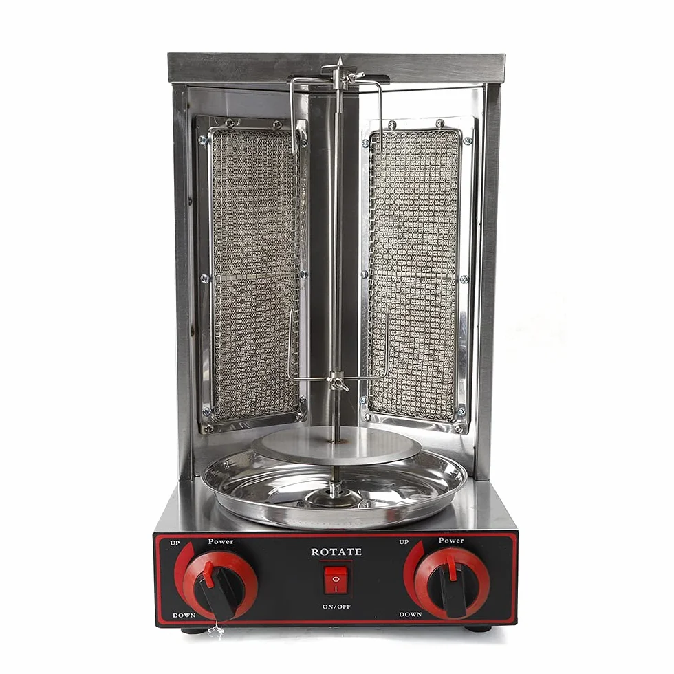 Gas Vertical Shawarma Broiler Machine 3 kW Gyro Grill with 6 Skewers