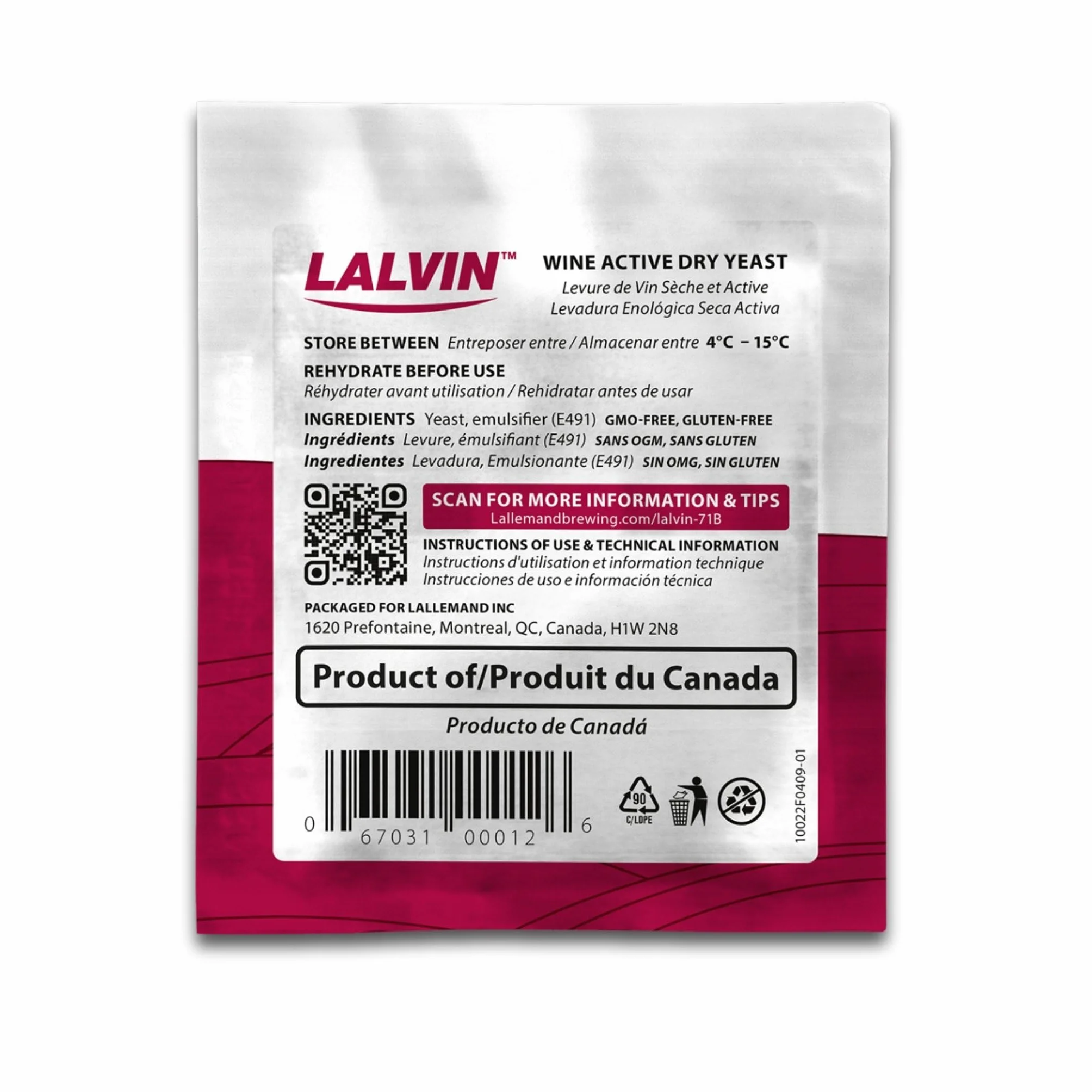 Lalvin 71B Levadura de Vino 5 Paquetes - Levadura de Hidromiel - Saccharomyces cerevisiae 5 g