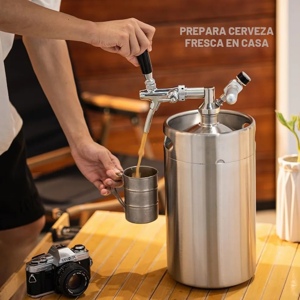 TMCRAFT 8 litros (270 oz) Minibarril Growler, sistema de kit de barril de acero inoxidable con grifo ajustable, puede mantener bebidas para cervecerías caseras, cervezas artesanales