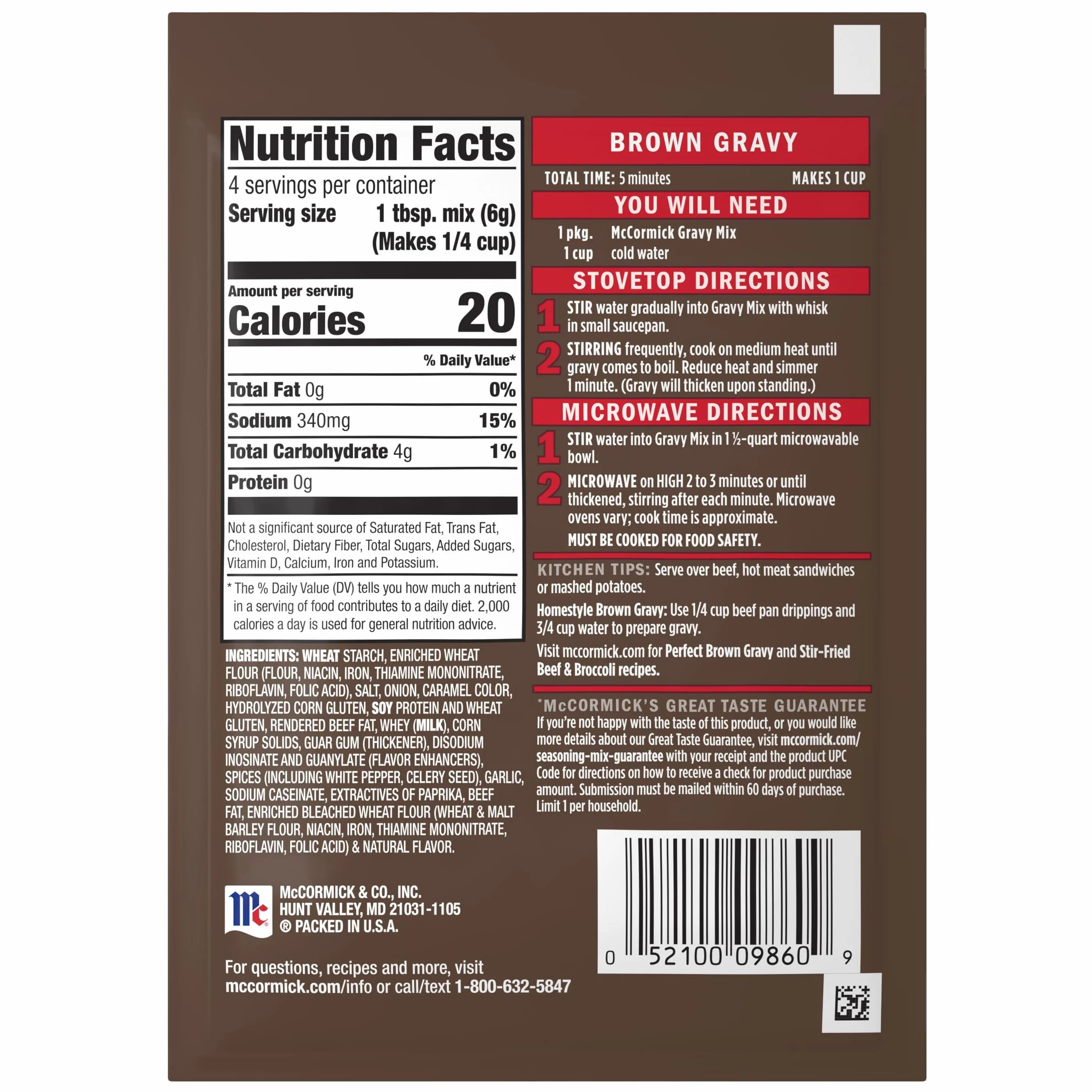 McCormick Brown Gravy Mix 0.87 oz