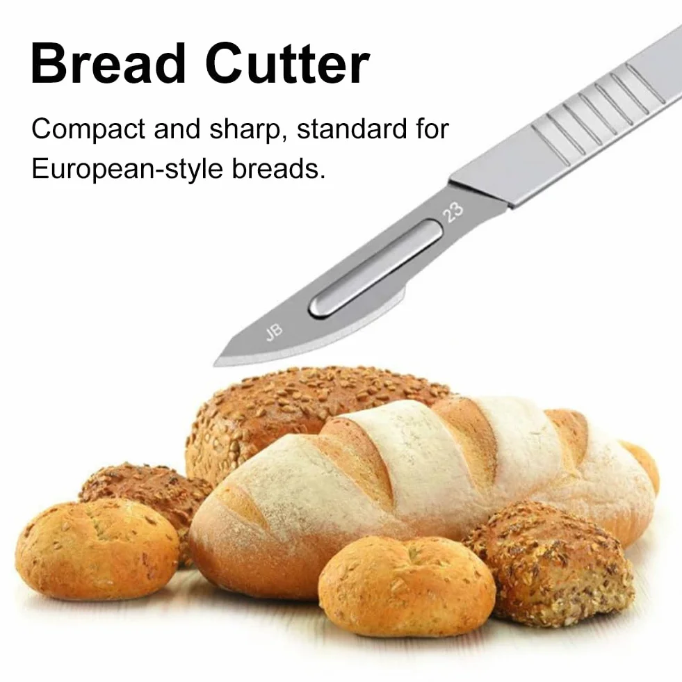 Kiuiom Cuchilla Panadero,Cuchillo para Raspar Pan,Herramienta Corte Pan Mango,Cuchillo para Masa con 20 Cuchillas de Afeitar para Pan Masa Hornear Cocina Bricolaje Acero Corte de Pan,2+20 pcs