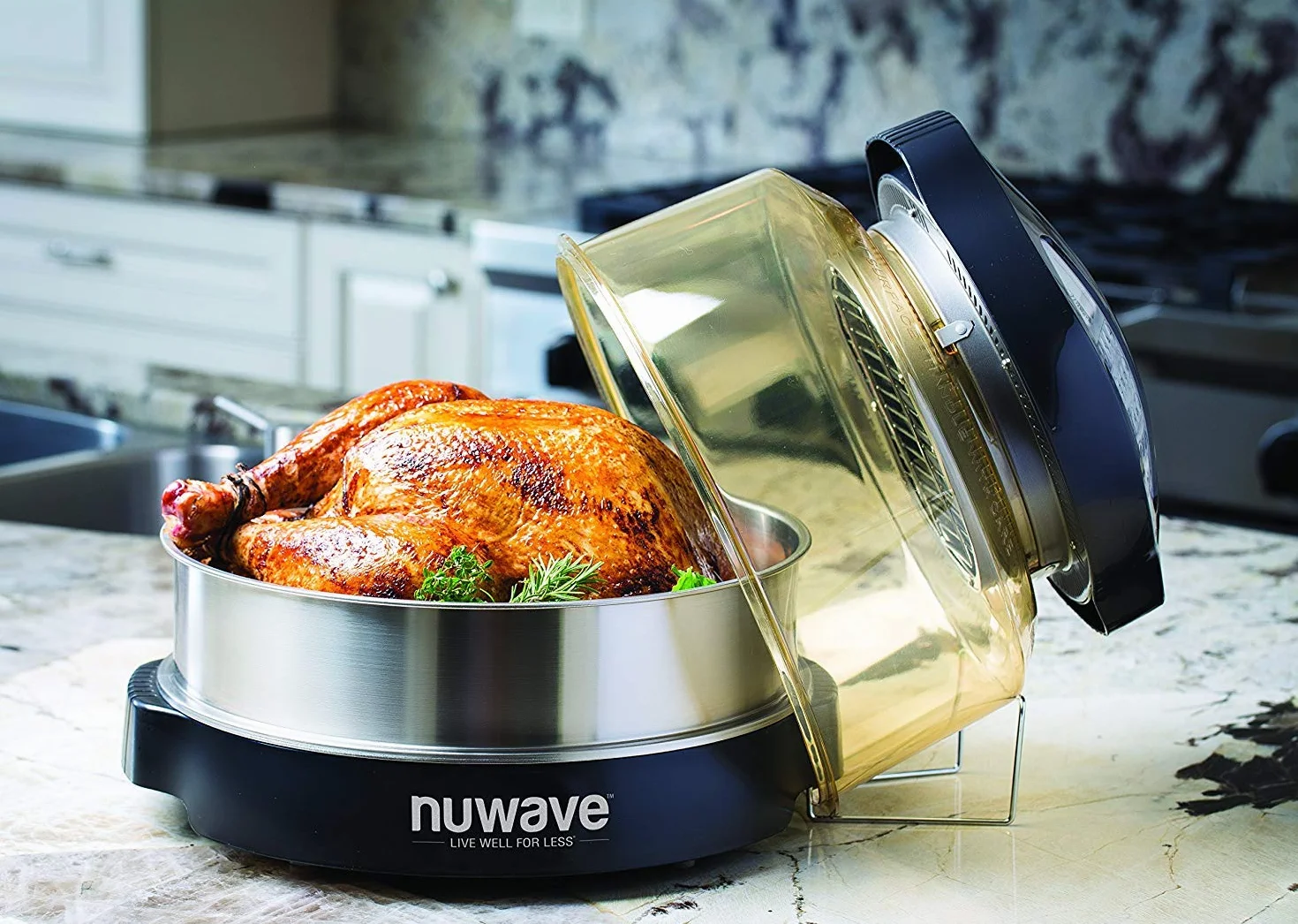 Nuwave 20606 |Horno de conducción, convección e Infrarrojos, Comidas más sanas y cocción Flexible Freír, Hornear, Asar, Parrilla, cocinar al Vapor, gratinar y deshidratar, Negro