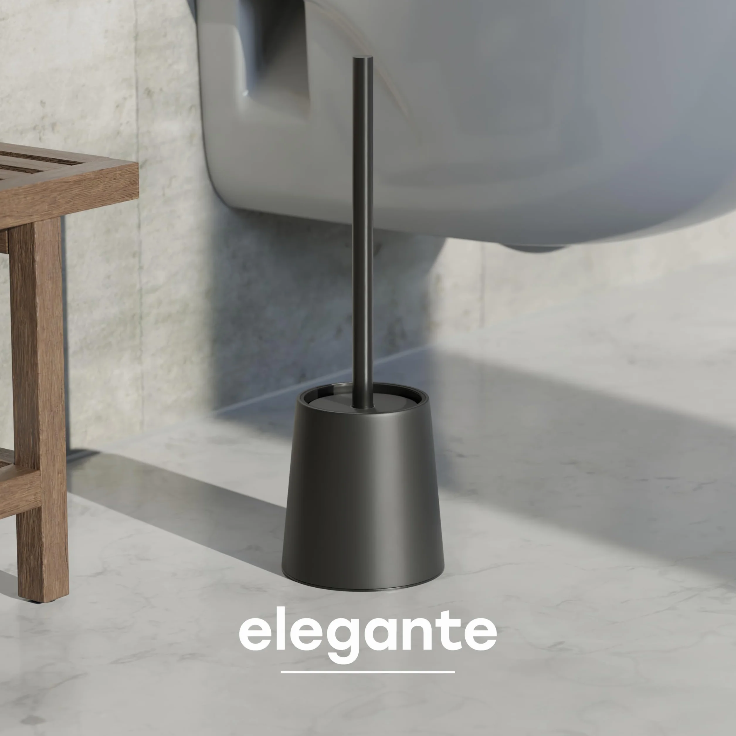 SAVEGA – Escobilla WC Silicona Negra con Soporte de Acero y Tapa – Cepillo Inodoro Higiénico para Baño Moderno