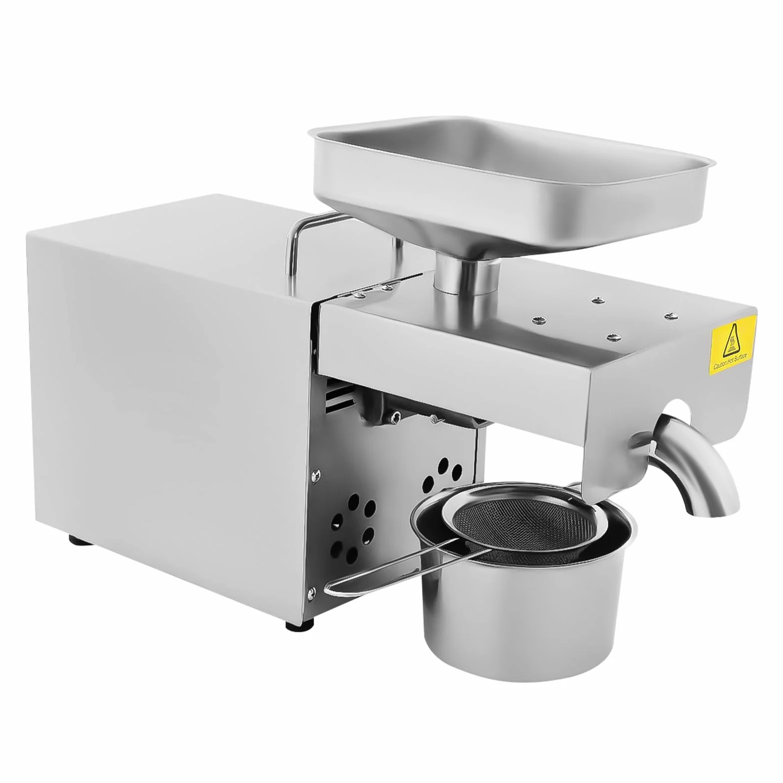 Prensa de aceite, máquina de prensa de aceite de acero inoxidable 1500W molino de aceite eléctrico con control de temperatura nueces cacahuetes máquina de prensa de aceite fría