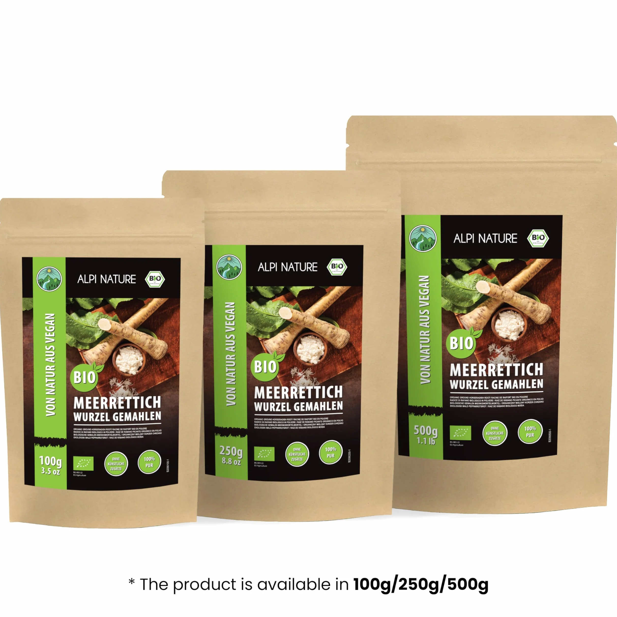 Alpi Nature Rábano Picante Orgánico Molido 100g, Polvo de Raíz